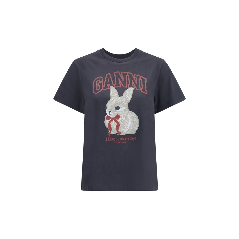 Ganni Black Cotton T-Shirt | Regal Royce