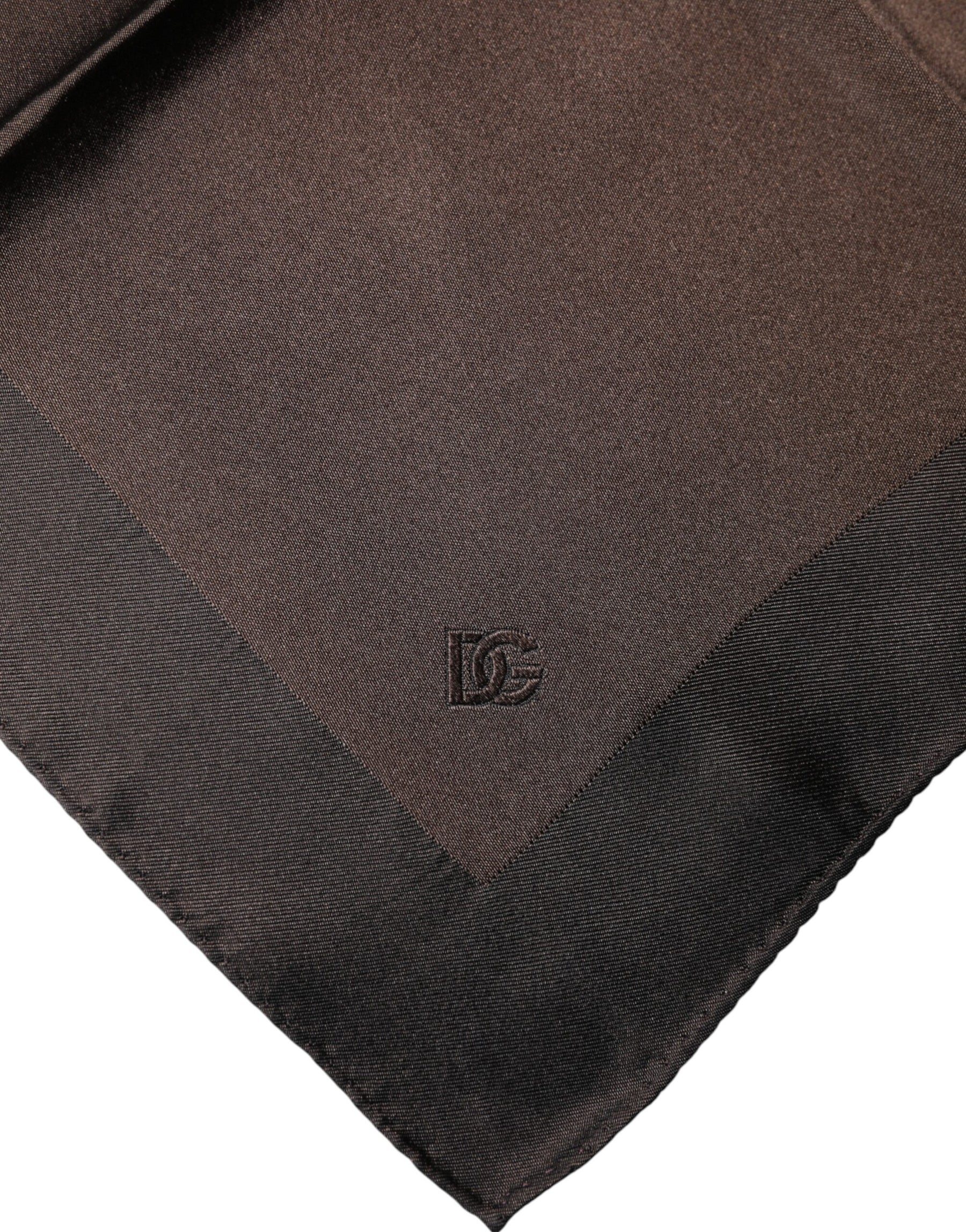 Dolce & Gabbana Brown Logo Silk Square Handkerchief Scarf | Regal Royce