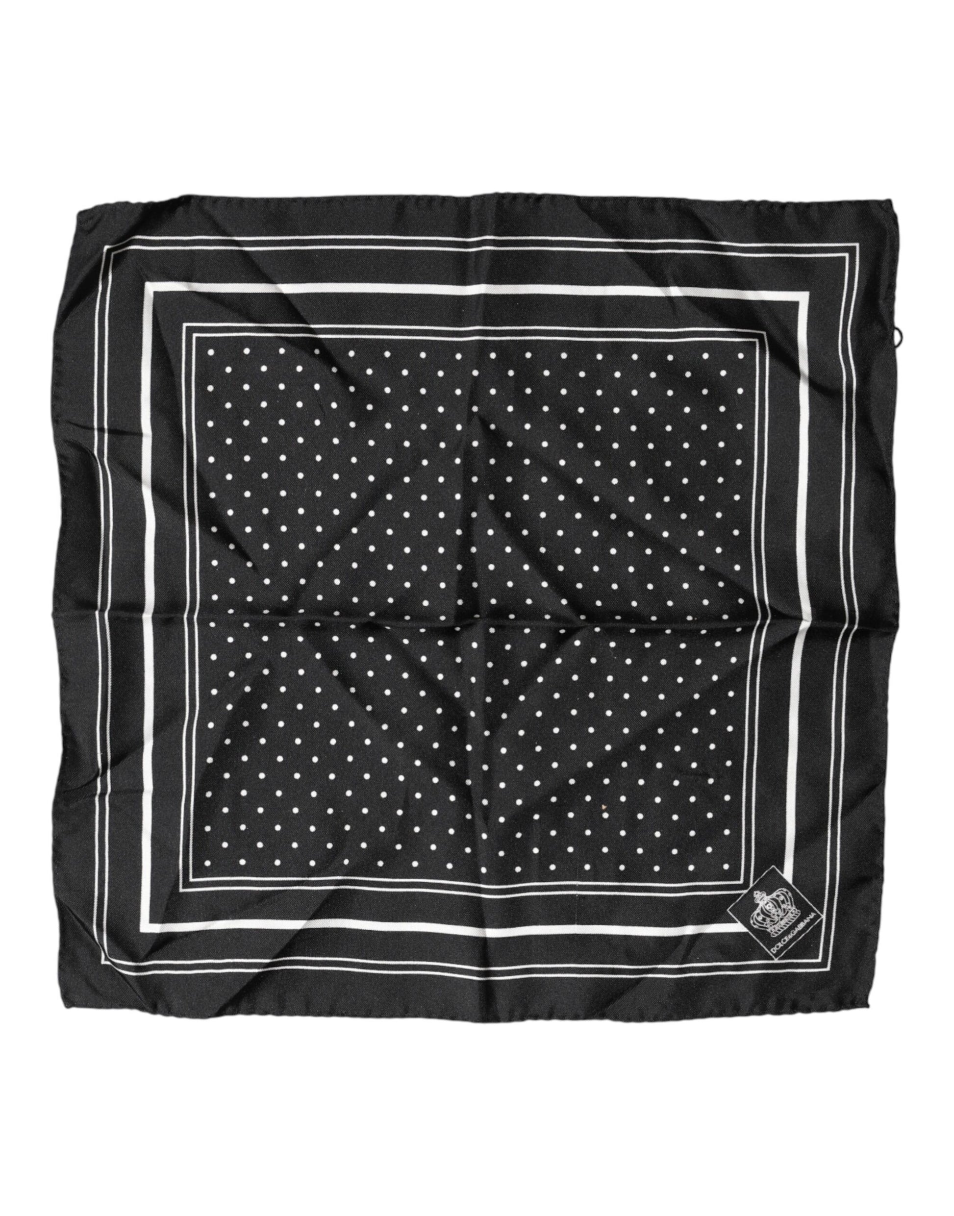 Dolce & Gabbana Scarf Black Poka Dot Men Square Handkerchief | Regal Royce