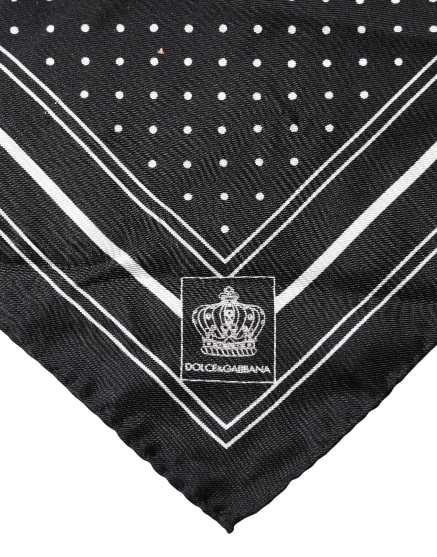 Dolce & Gabbana Scarf Black Poka Dot Men Square Handkerchief | Regal Royce
