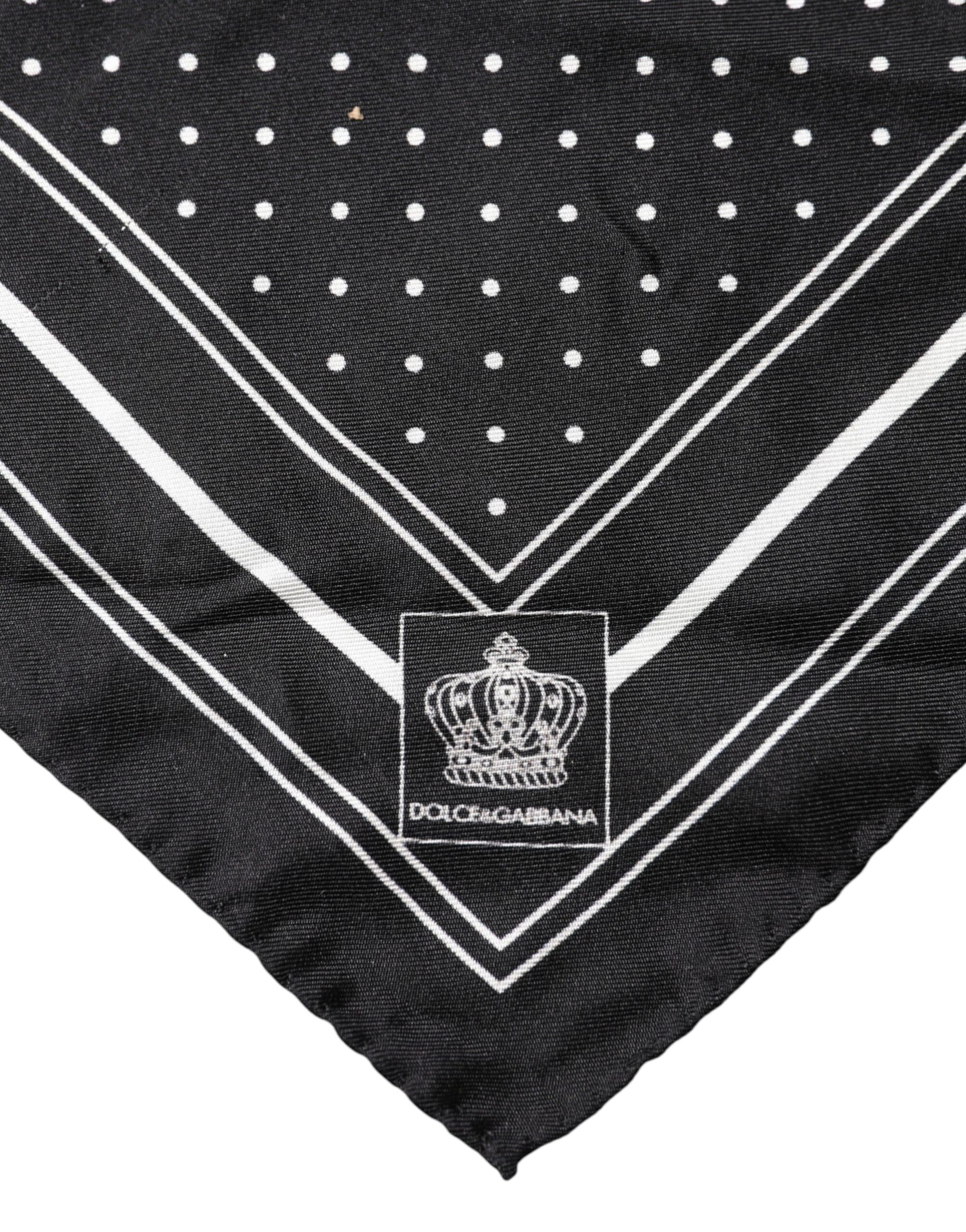 Dolce & Gabbana Scarf Black Poka Dot Men Square Handkerchief | Regal Royce