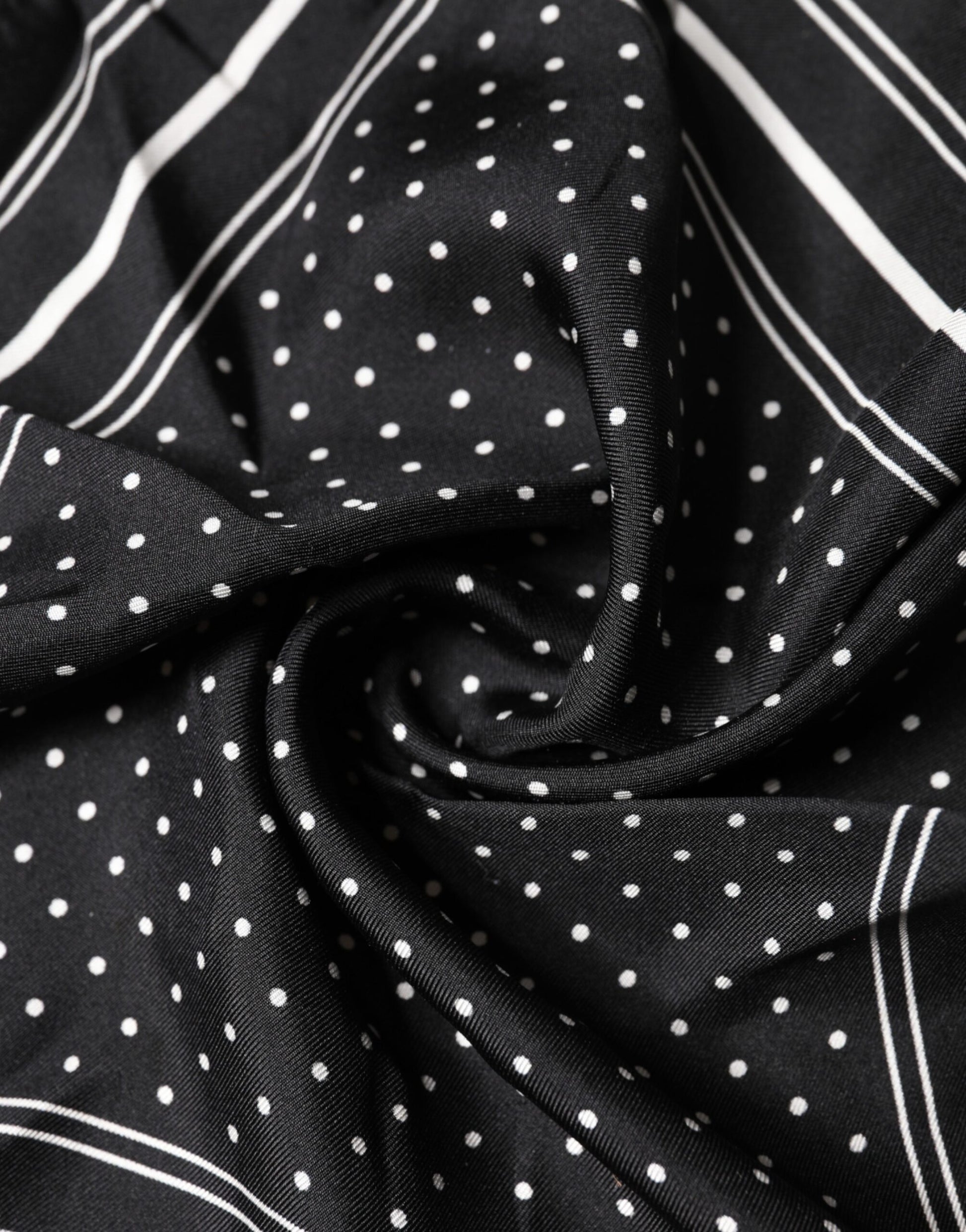 Dolce & Gabbana Scarf Black Poka Dot Men Square Handkerchief | Regal Royce