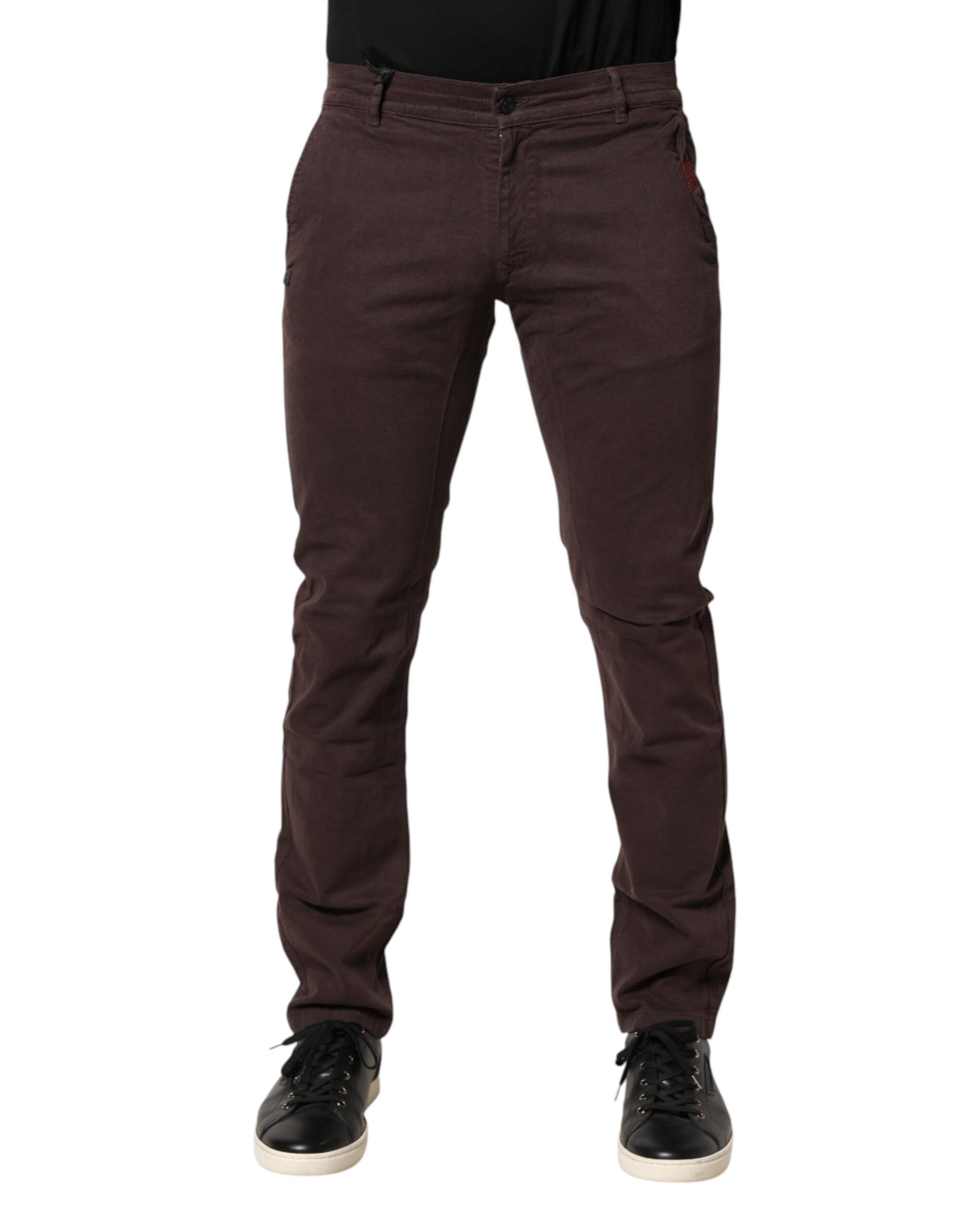 Daniele Alessandrini Brown Cotton Mid Waist Skinny Men Denim  Jeans | Regal Royce
