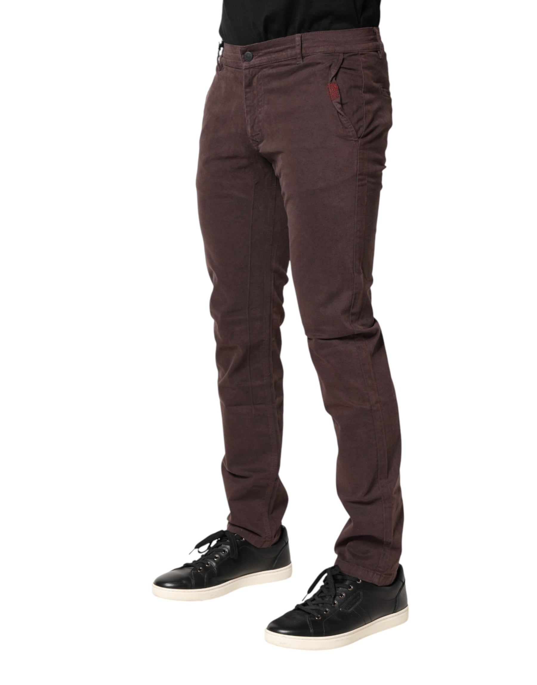 Daniele Alessandrini Brown Cotton Mid Waist Skinny Men Denim  Jeans | Regal Royce