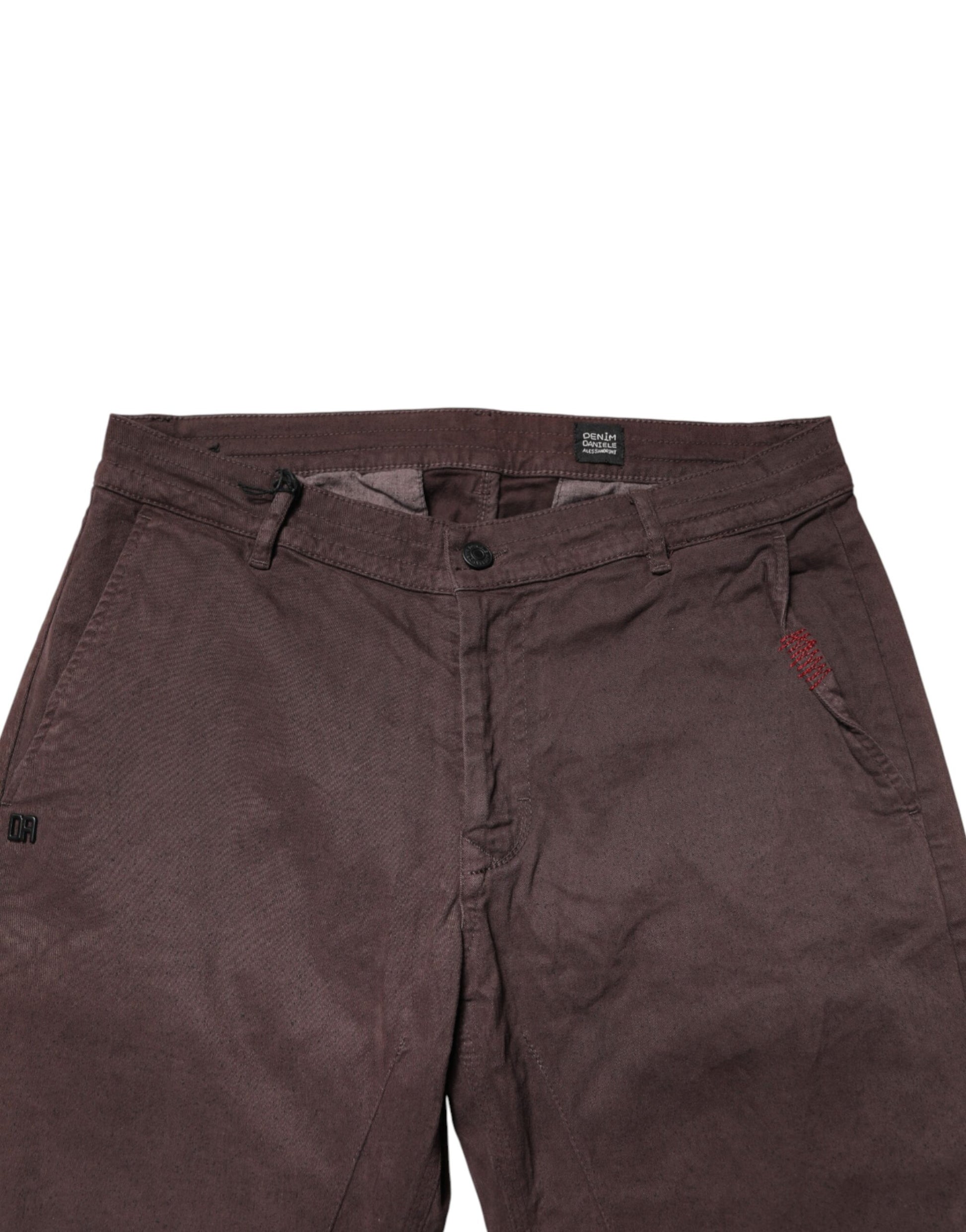 Daniele Alessandrini Brown Cotton Mid Waist Skinny Men Denim  Jeans | Regal Royce