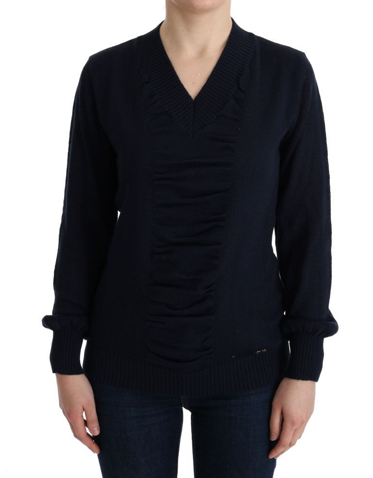 Costume National Blue V-Neck Lightweight Jumper Sweater | Regal Royce