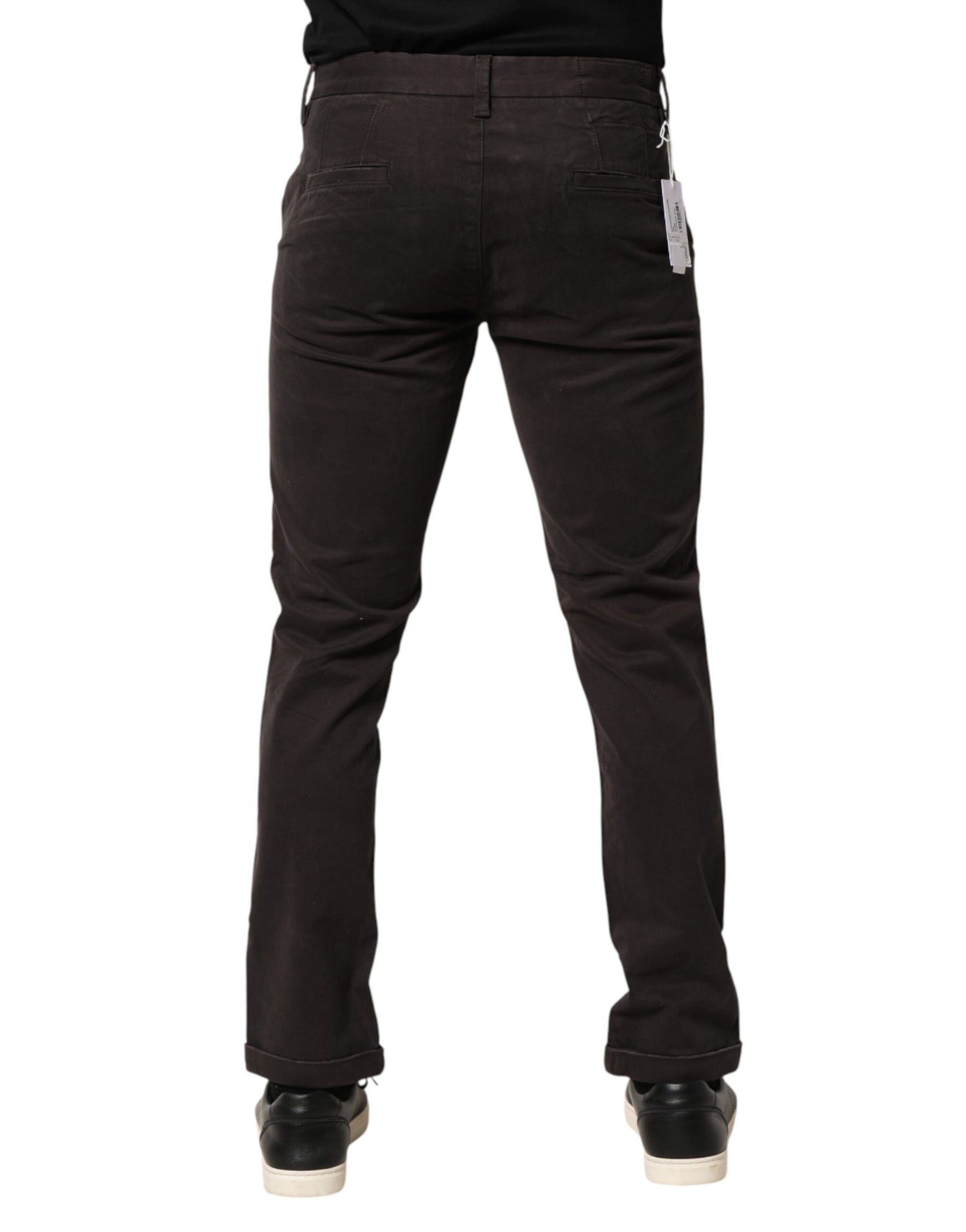 Sun68 Dark Brown Cotton Stretch Skinny Mid Waist Men Trouser Pants | Regal Royce