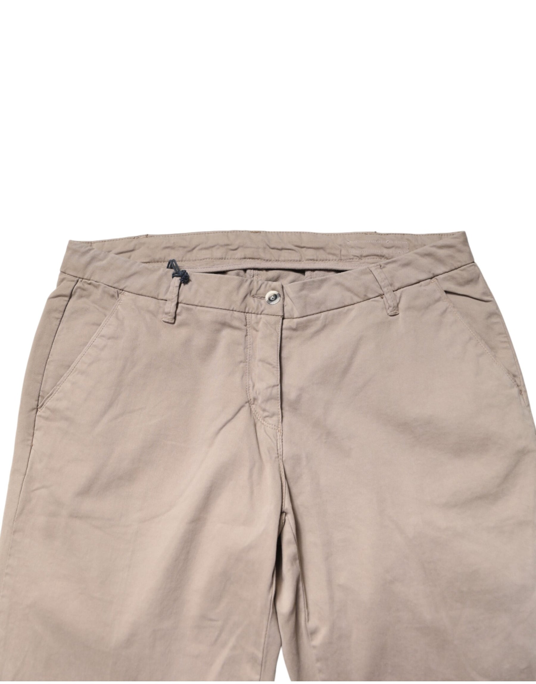 U.S. POLO ASSN. Beige Cotton Stretch Straight Mid Waist Trouser Pants | Regal Royce