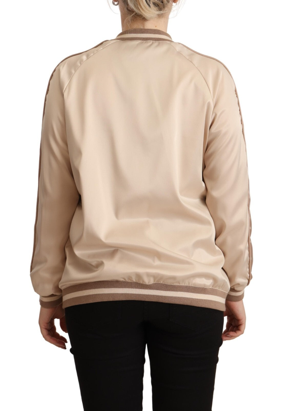 Twinset Bomber Full Zip Beige Long Sleeves Polyester Jacket | Regal Royce