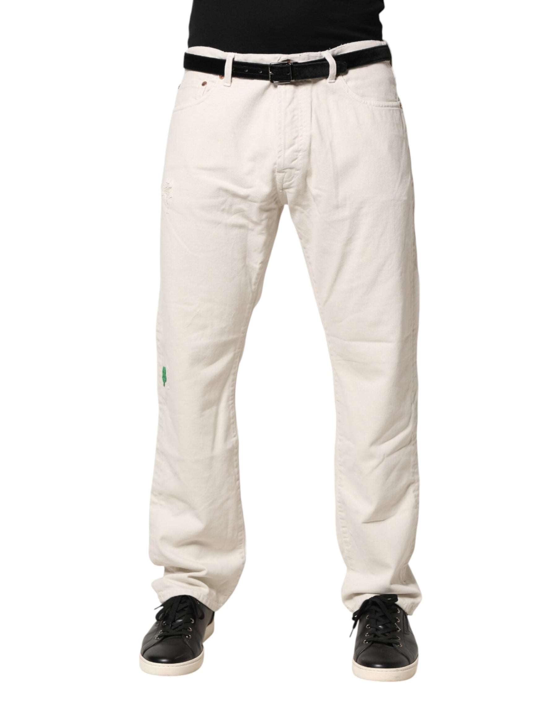 President's White Cotton Straight Mid Waist Denim Men Trouser Jeans | Regal Royce