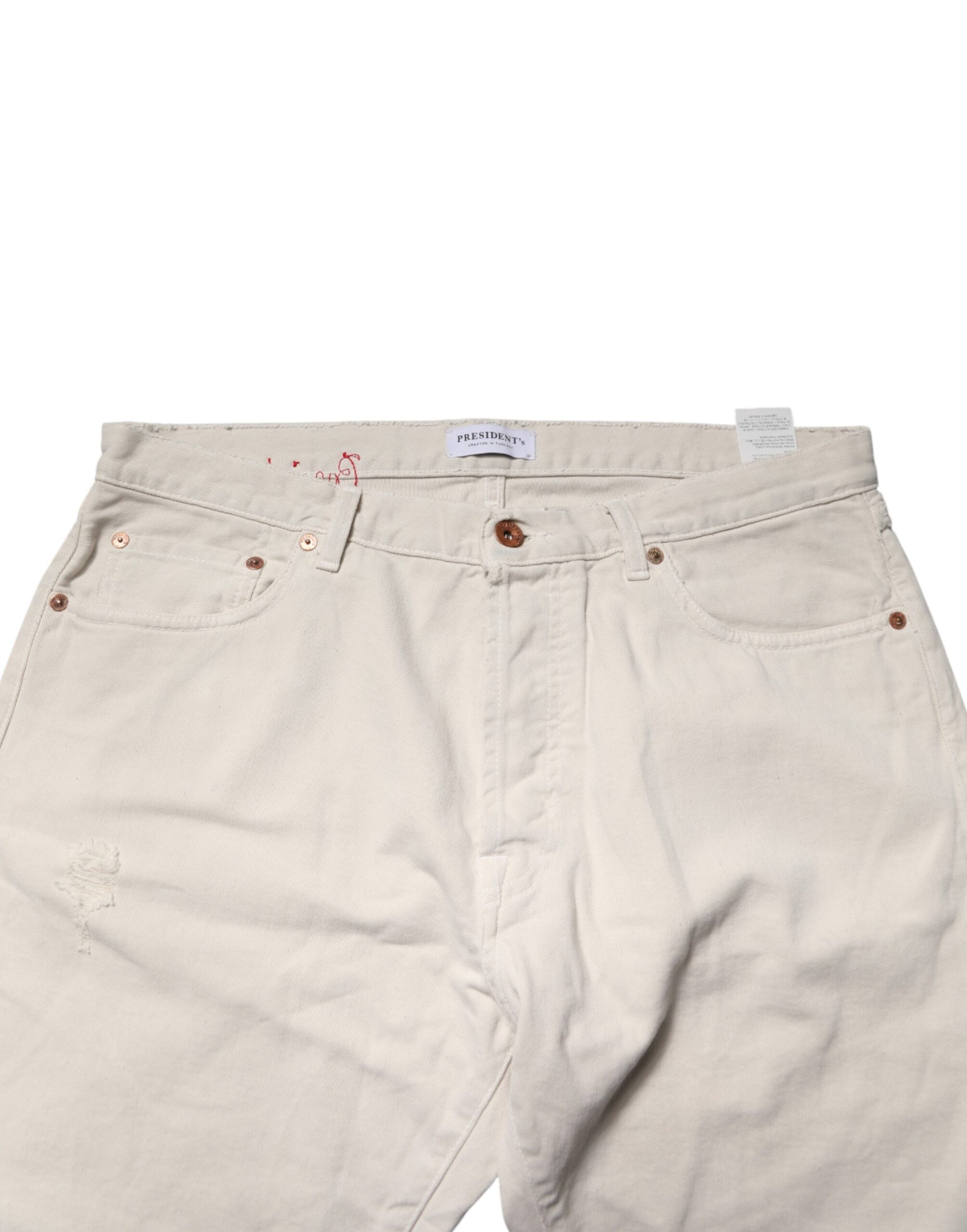 President's White Cotton Straight Mid Waist Denim Men Trouser Jeans | Regal Royce