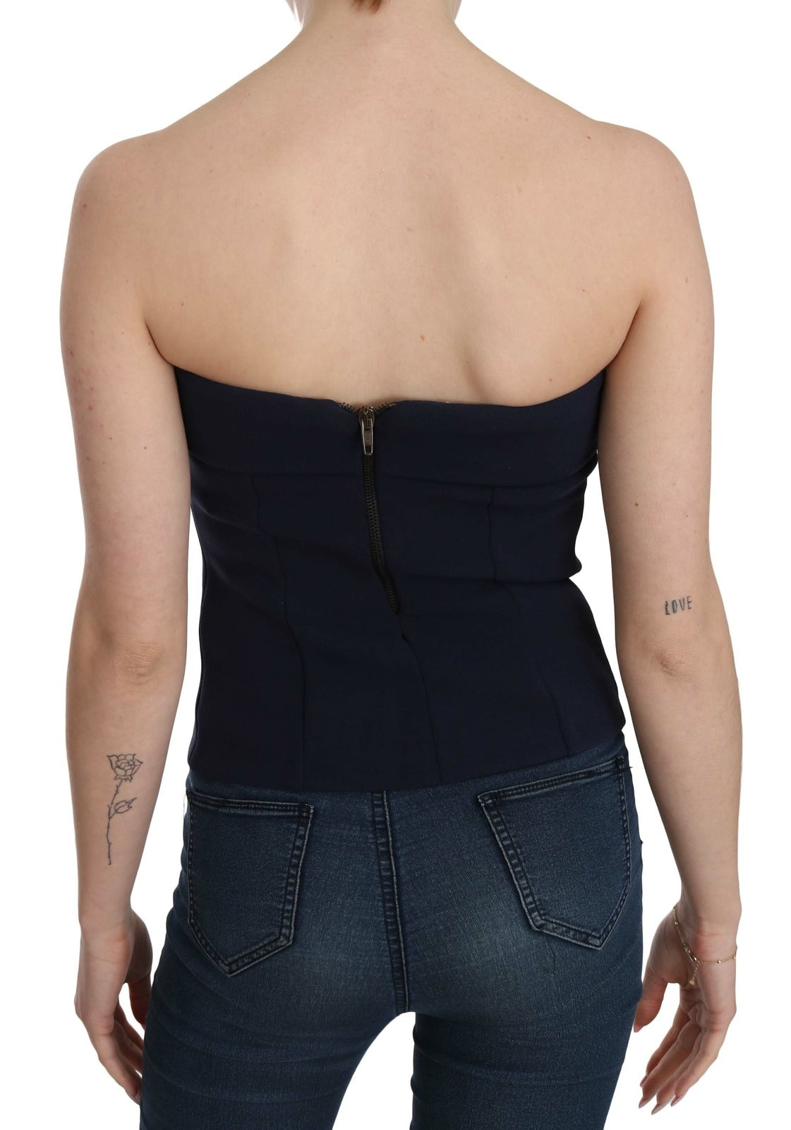 Costume National Strapless Zipper Back Tube Top Blouse | Regal Royce
