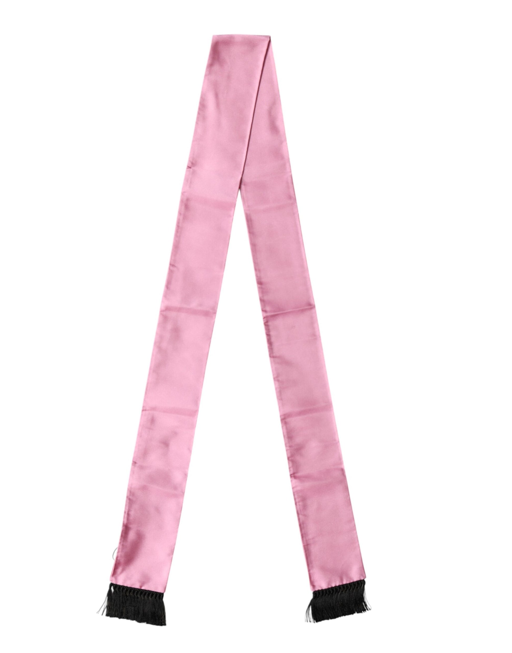 Dolce & Gabbana Pink Silk Fringes Neck Wrap Foulard Scarf | Regal Royce