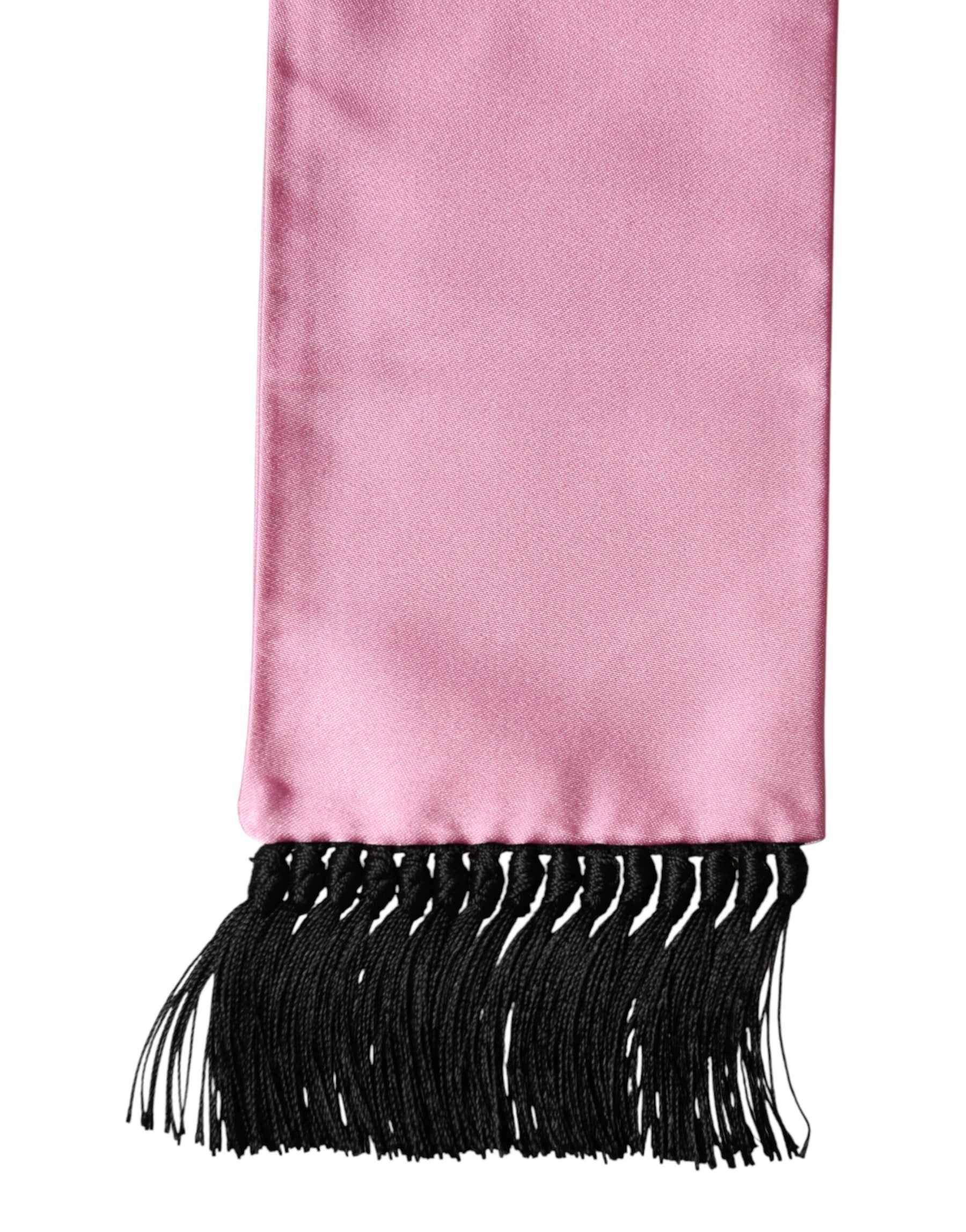 Dolce & Gabbana Pink Silk Fringes Neck Wrap Foulard Scarf | Regal Royce