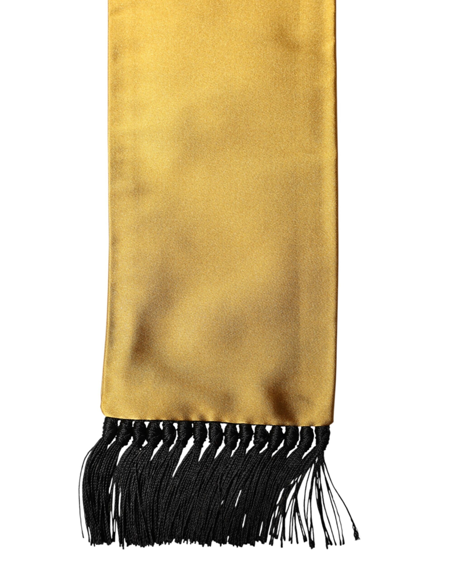 Dolce & Gabbana Yellow Silk Fringes Neck Wrap Foulard Scarf | Regal Royce