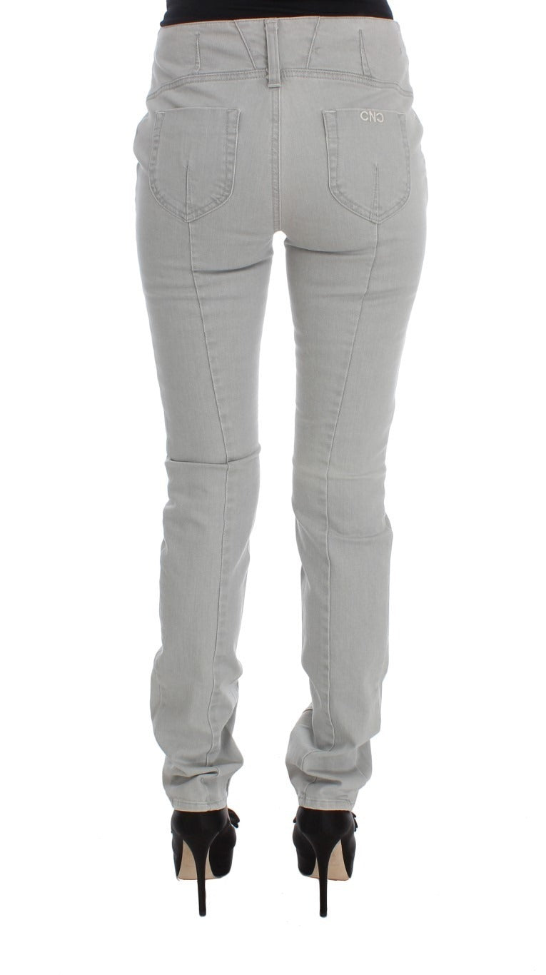 Costume National Pants Gray Cotton Blend Super Slim Fit Jeans | Regal Royce