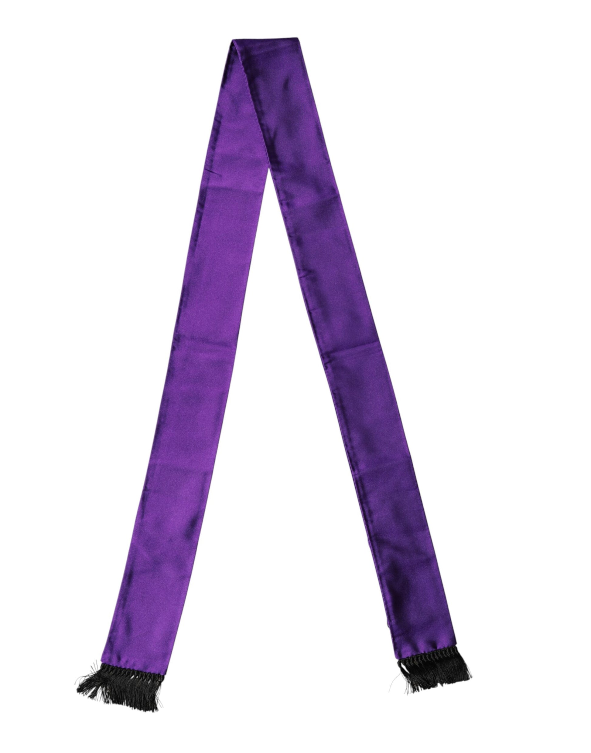 Dolce & Gabbana Violet Silk Fringes Neck Wrap Foulard Scarf | Regal Royce