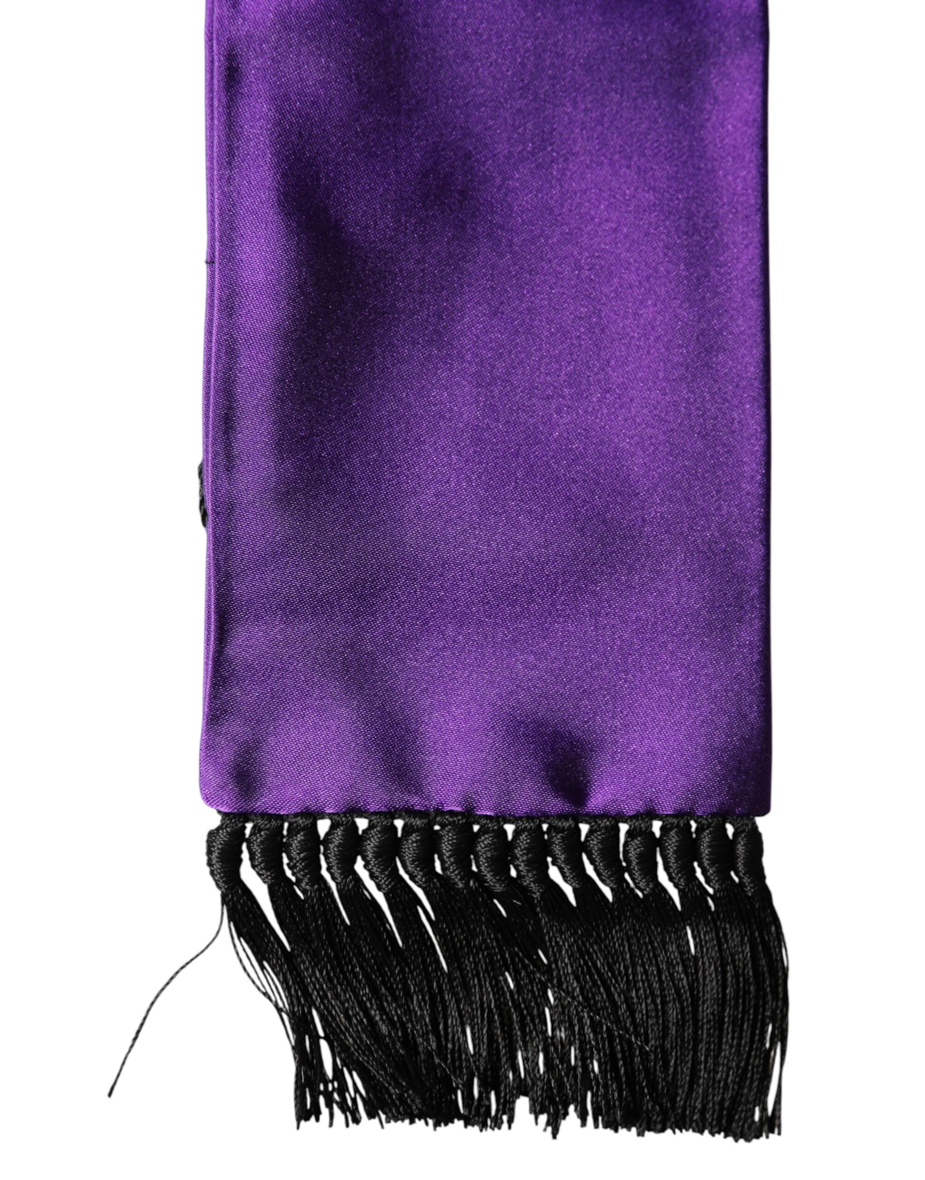 Dolce & Gabbana Violet Silk Fringes Neck Wrap Foulard Scarf | Regal Royce
