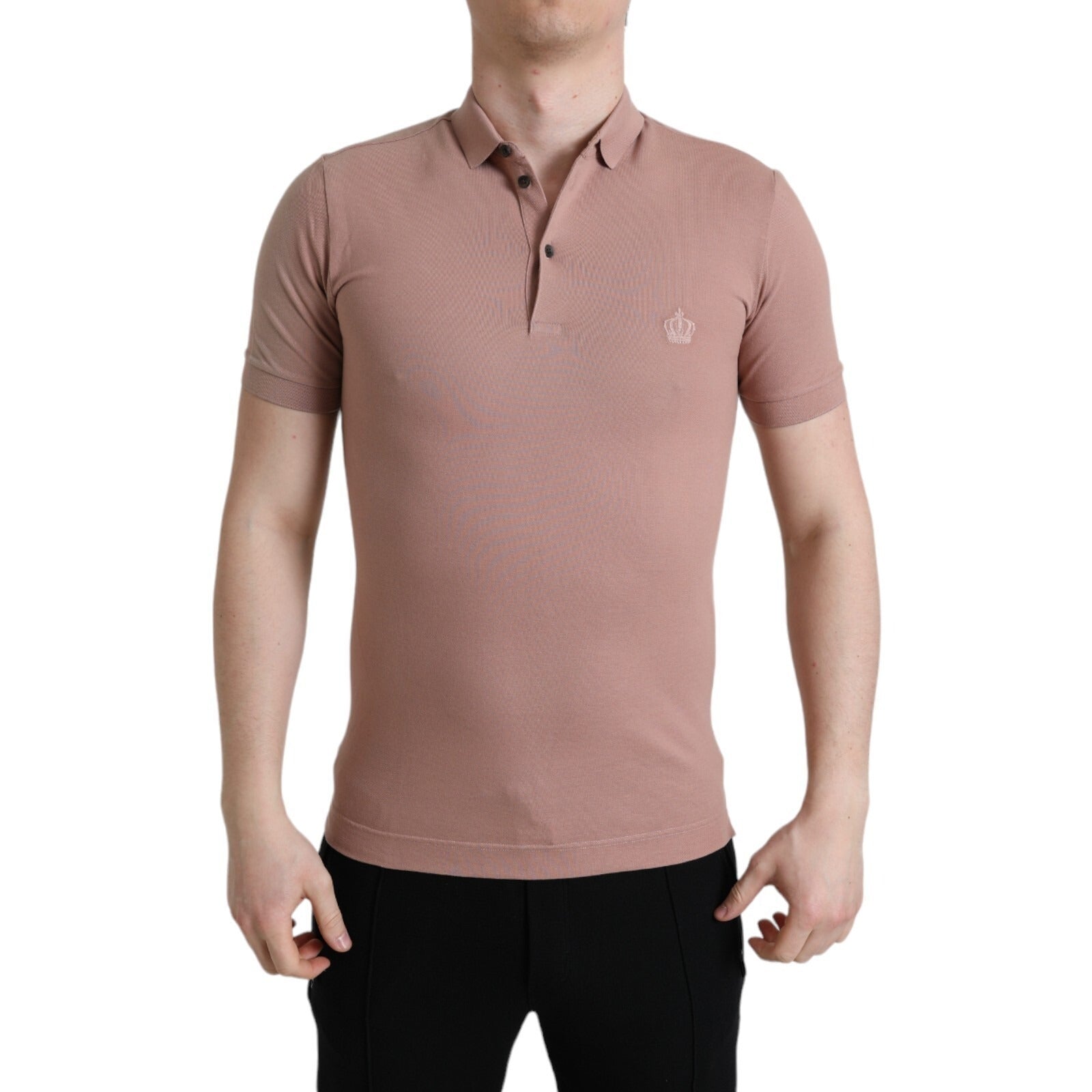 Dolce & Gabbana Pink Collared Short Sleeve Crown Men Polo T-shirt | Regal Royce