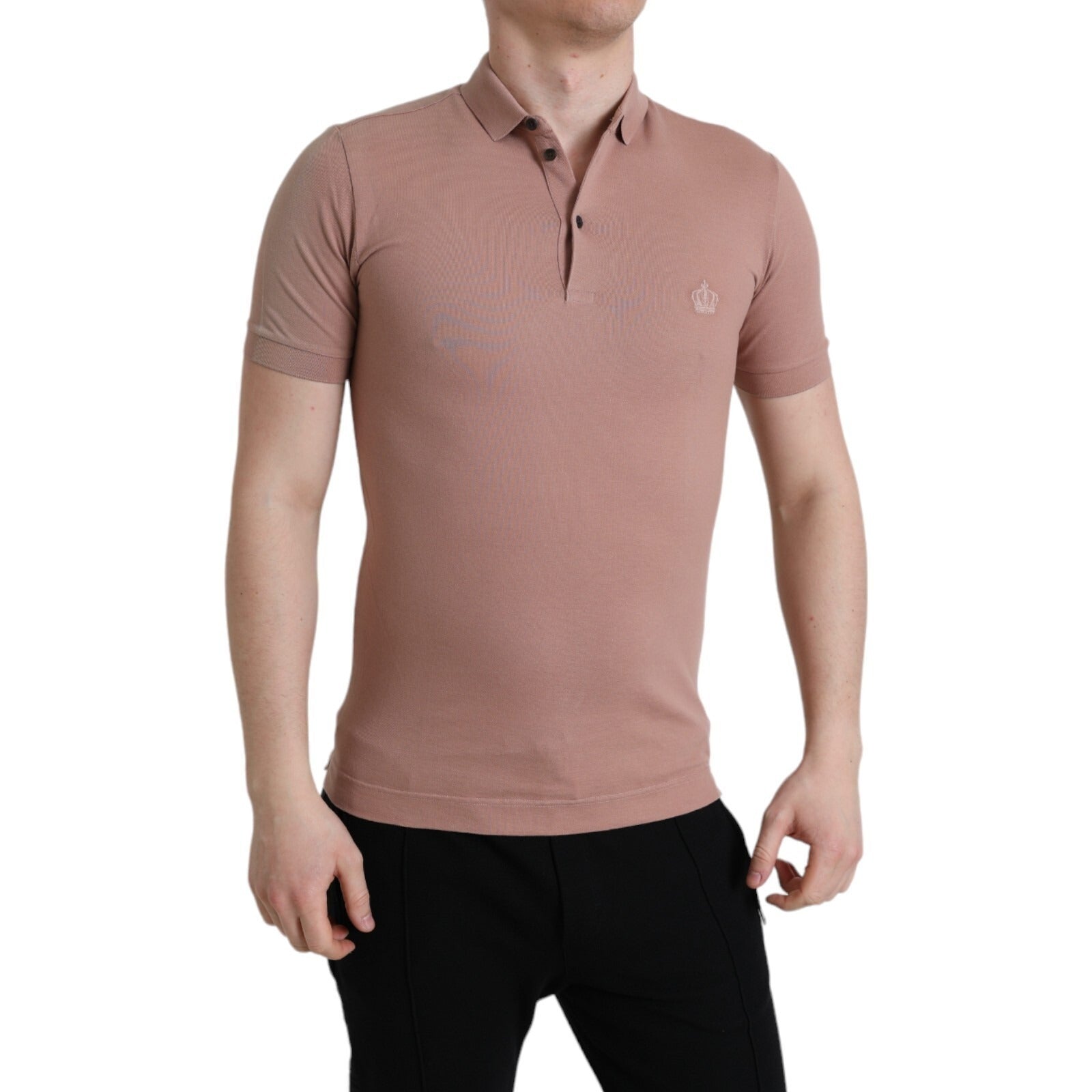 Dolce & Gabbana Pink Collared Short Sleeve Crown Men Polo T-shirt | Regal Royce
