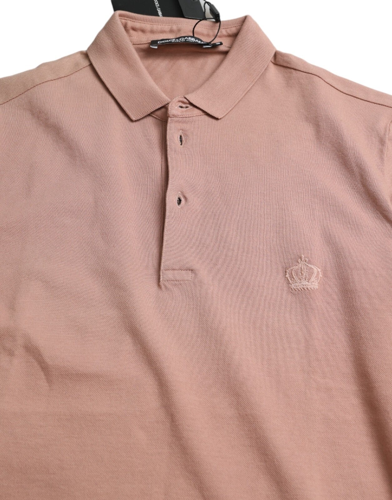 Dolce & Gabbana Pink Collared Short Sleeve Crown Men Polo T-shirt | Regal Royce