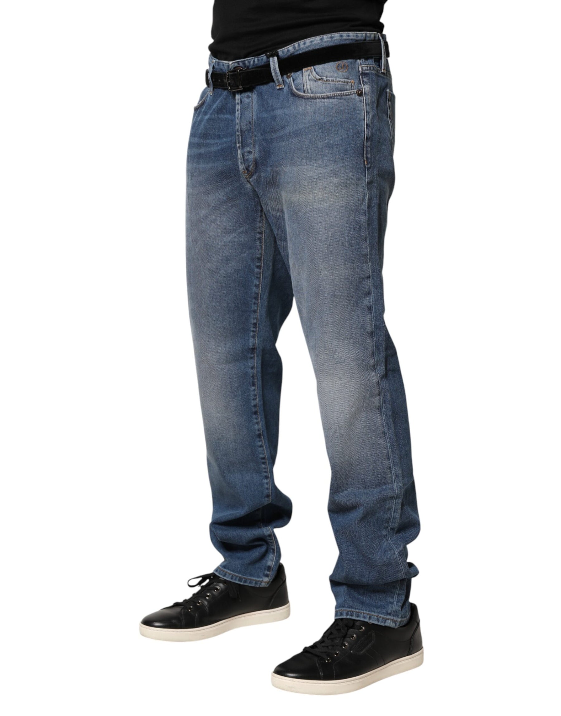 Jeckerson Blue Washed Mid Waist Straight Men Denim Trouser Jeans | Regal Royce