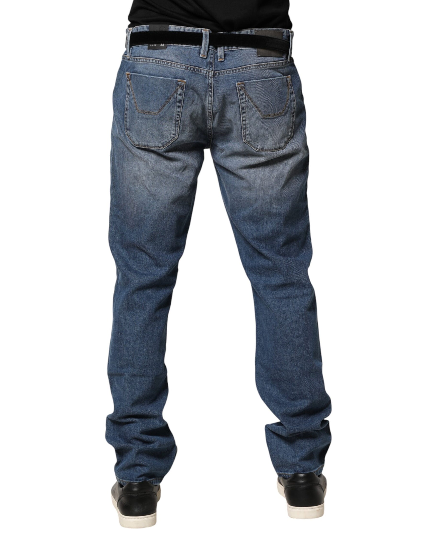 Jeckerson Blue Washed Mid Waist Straight Men Denim Trouser Jeans | Regal Royce