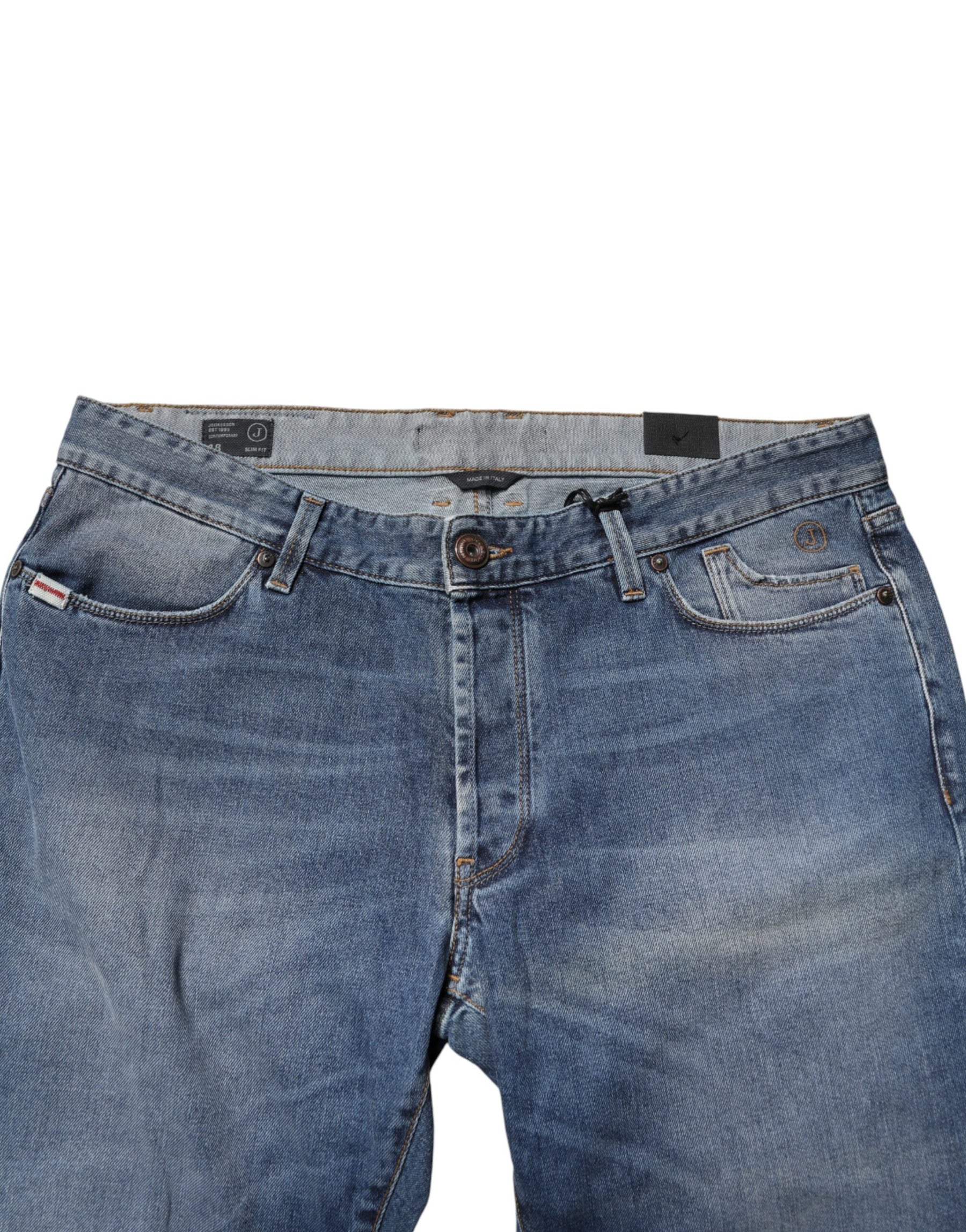 Jeckerson Blue Washed Mid Waist Straight Men Denim Trouser Jeans | Regal Royce