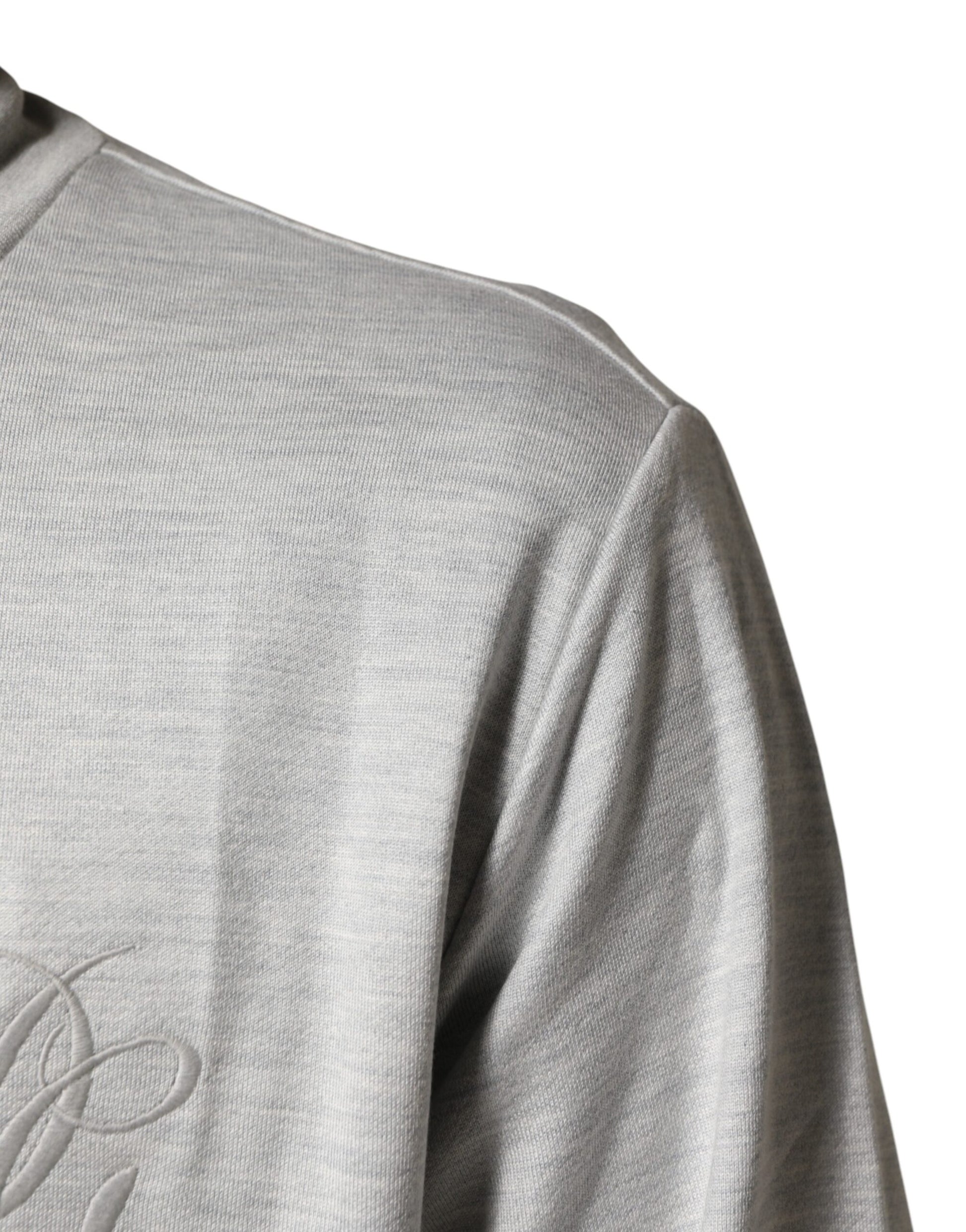 Dolce & Gabbana Light Gray Cotton Zipped Cardigan Sweater | Regal Royce