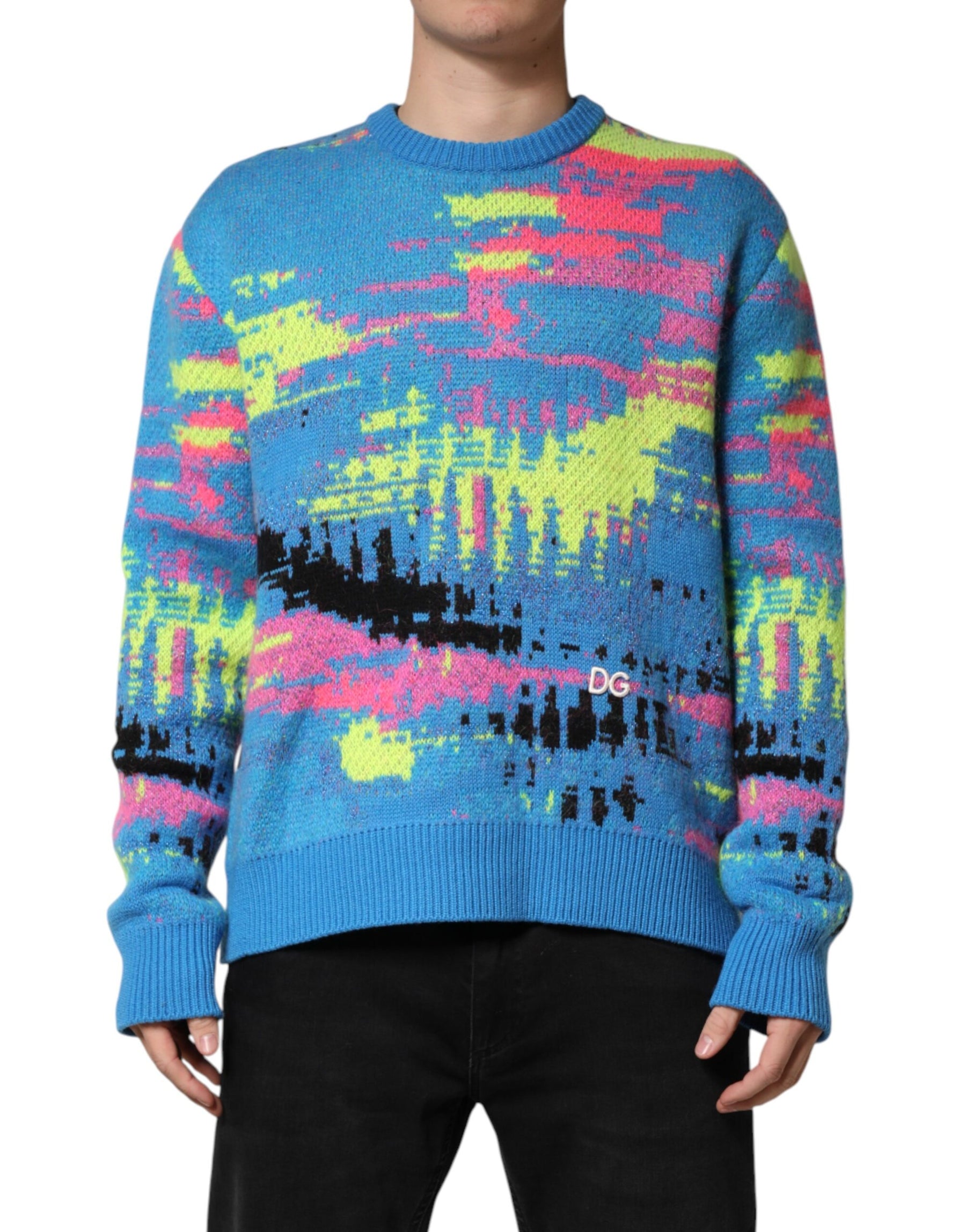 Dolce & Gabbana Multicolor Men Crew Neck Pullover Sweater | Regal Royce