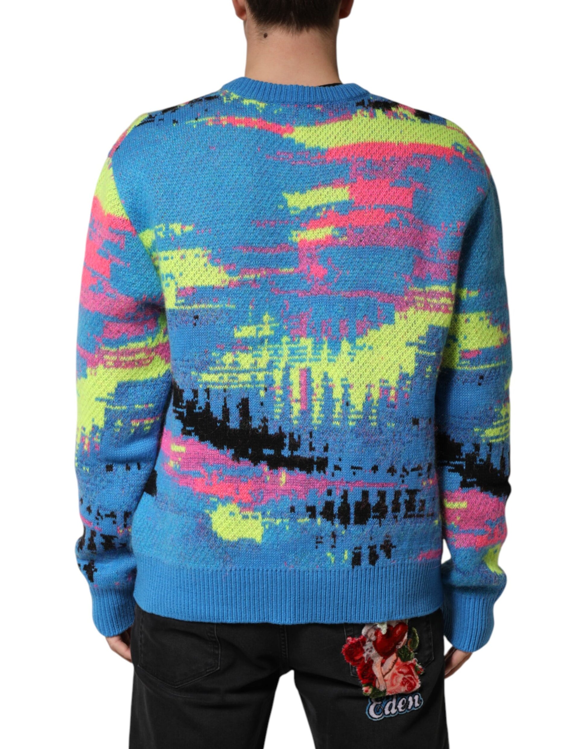 Dolce & Gabbana Multicolor Men Crew Neck Pullover Sweater | Regal Royce