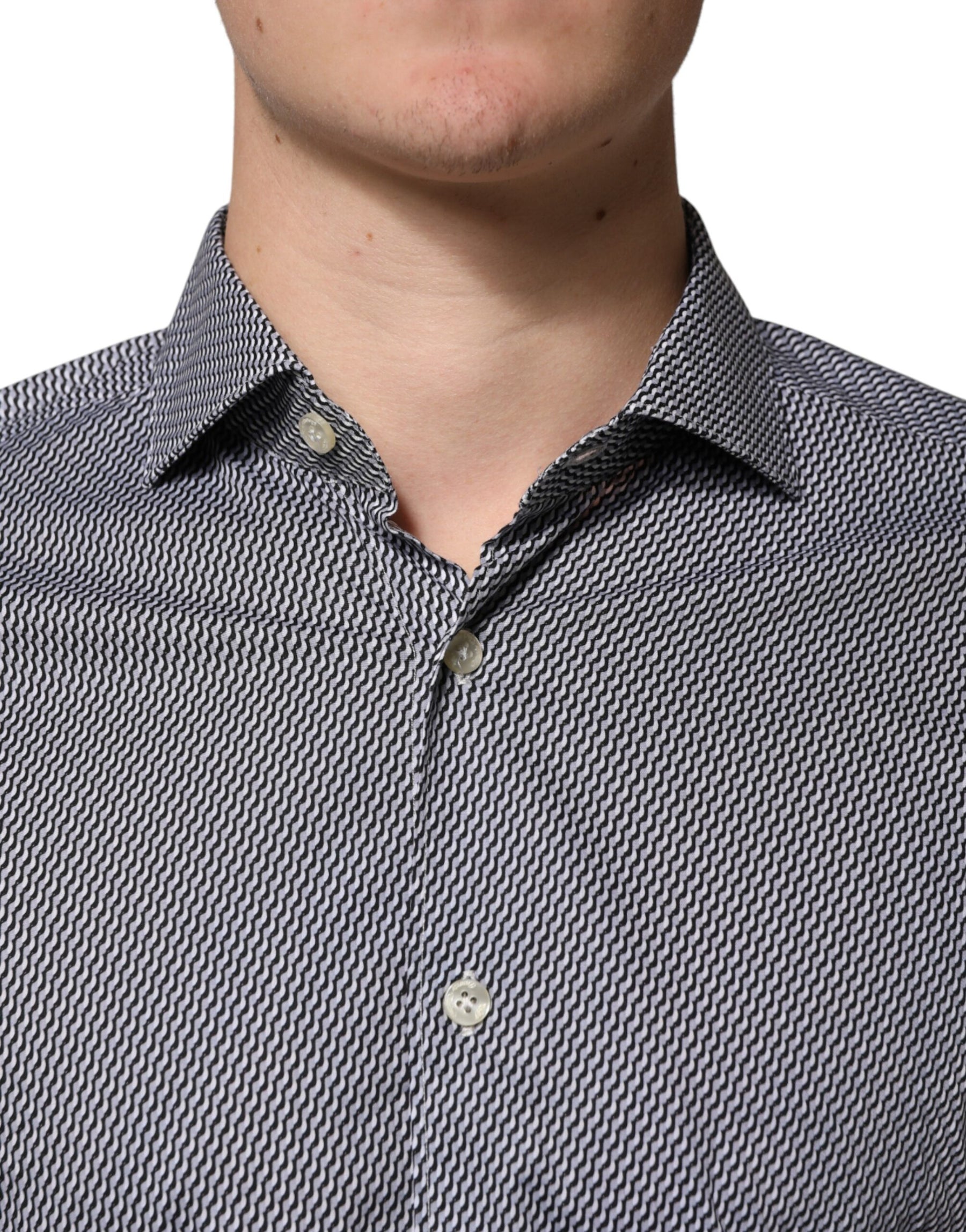 Domenico Tagliente Gray Patterned Long Sleeves Dress Shirt | Regal Royce