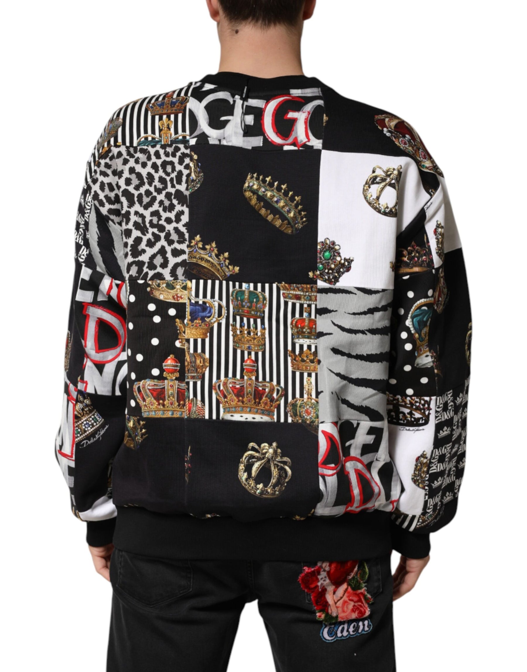 Dolce & Gabbana Multicolor Crown Print Sweatshirt Sweater | Regal Royce