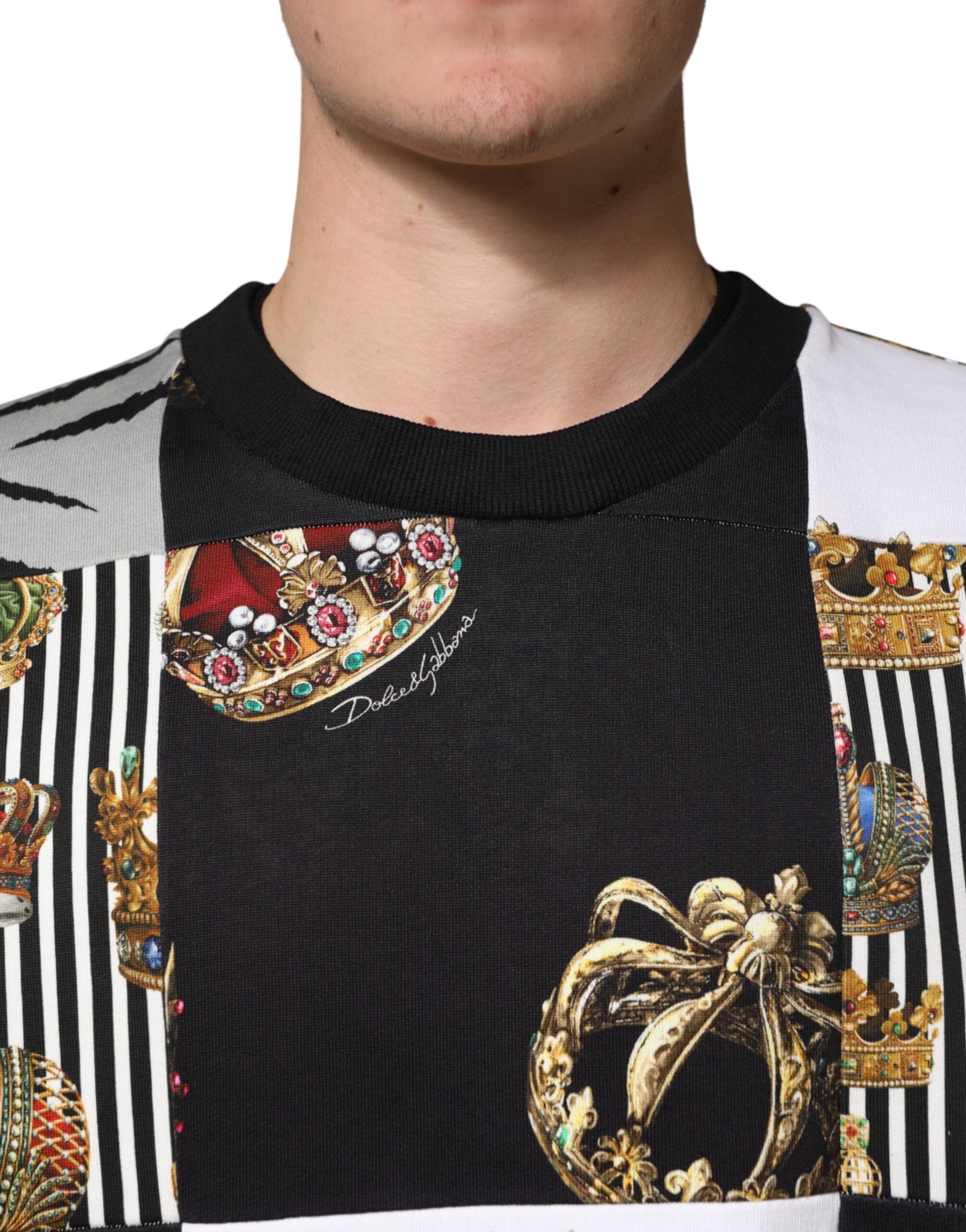 Dolce & Gabbana Multicolor Crown Print Sweatshirt Sweater | Regal Royce