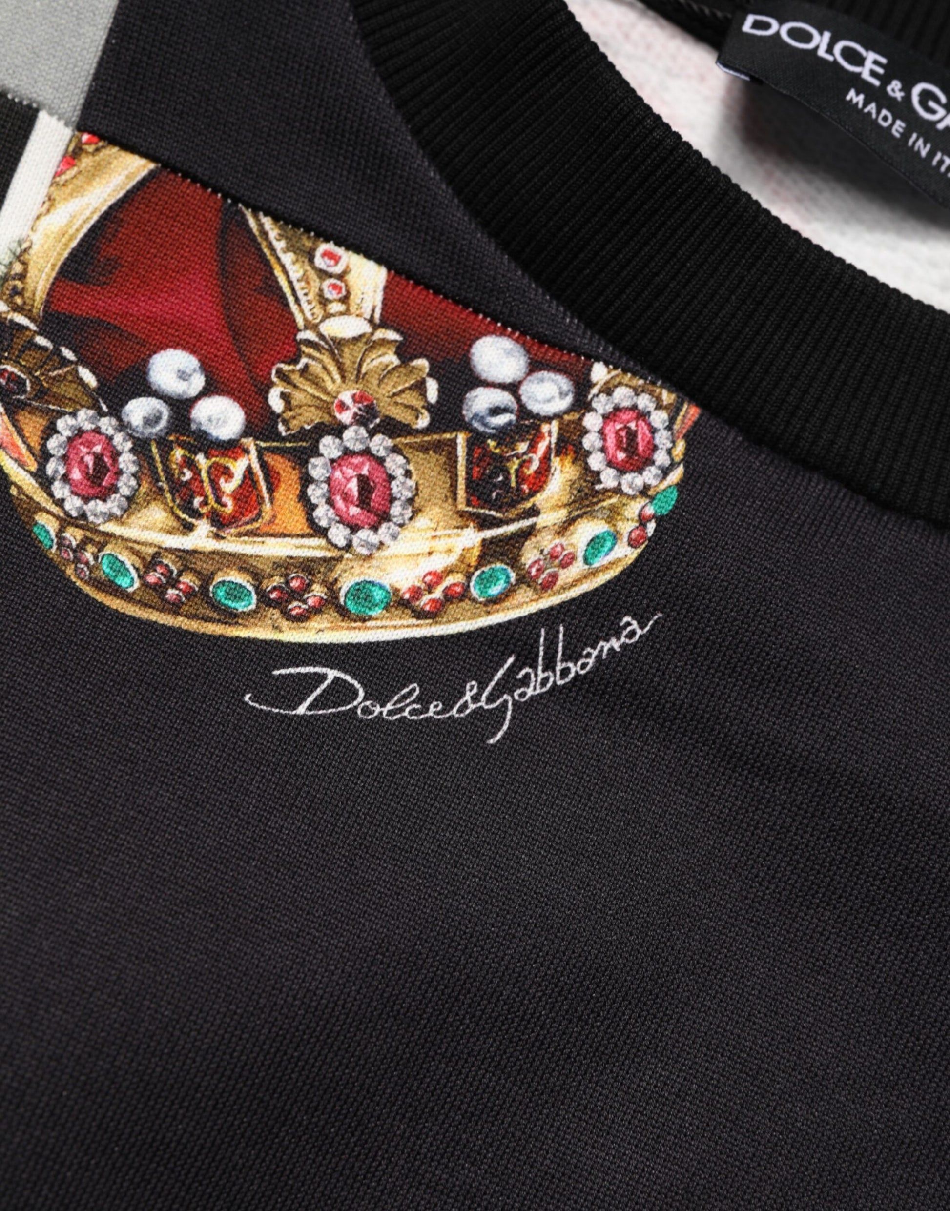 Dolce & Gabbana Multicolor Crown Print Sweatshirt Sweater | Regal Royce