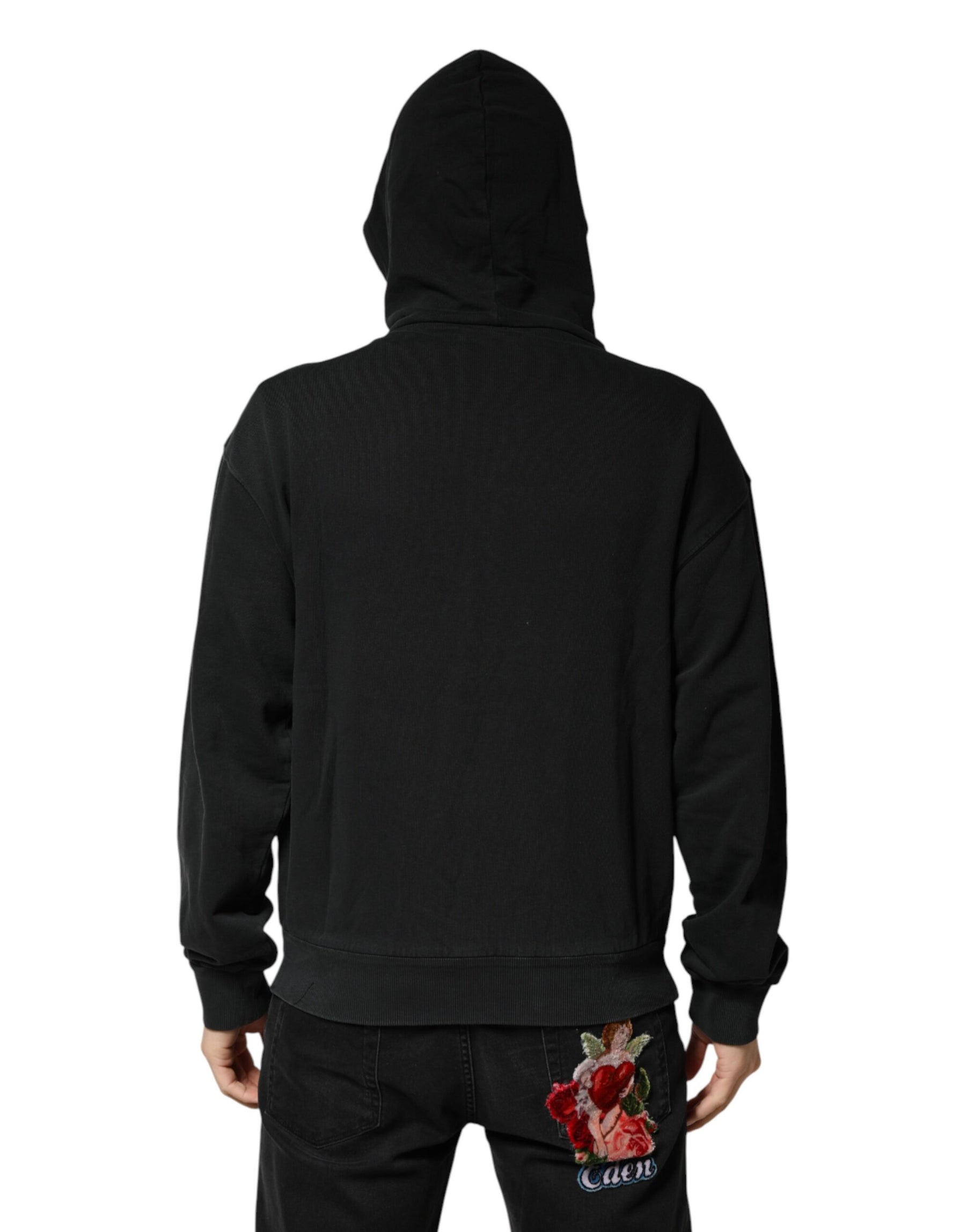 Dolce & Gabbana Black Full Zip Hooded Men Sweatshirt Sweater | Regal Royce