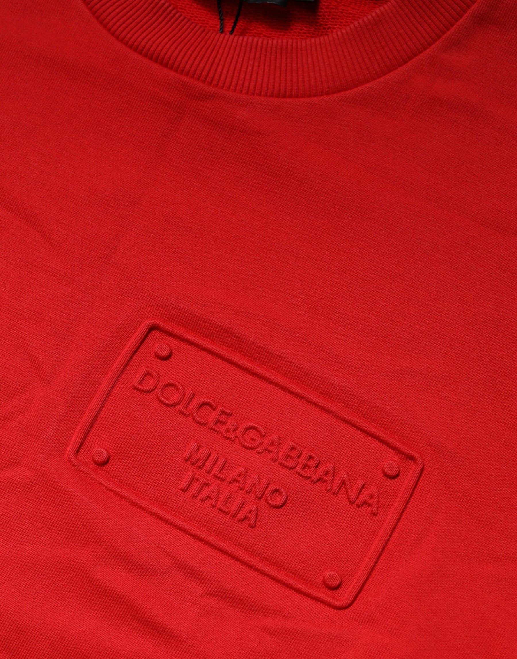 Dolce & Gabbana Red Logo Cotton Crew Neck Sweatshirt Sweater | Regal Royce