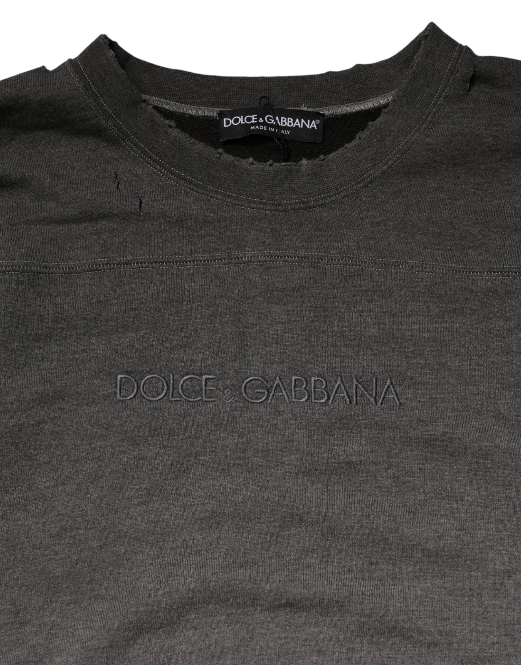Dolce & Gabbana Gray Cotton Crew Neck Men Sweatshirt Sweater | Regal Royce
