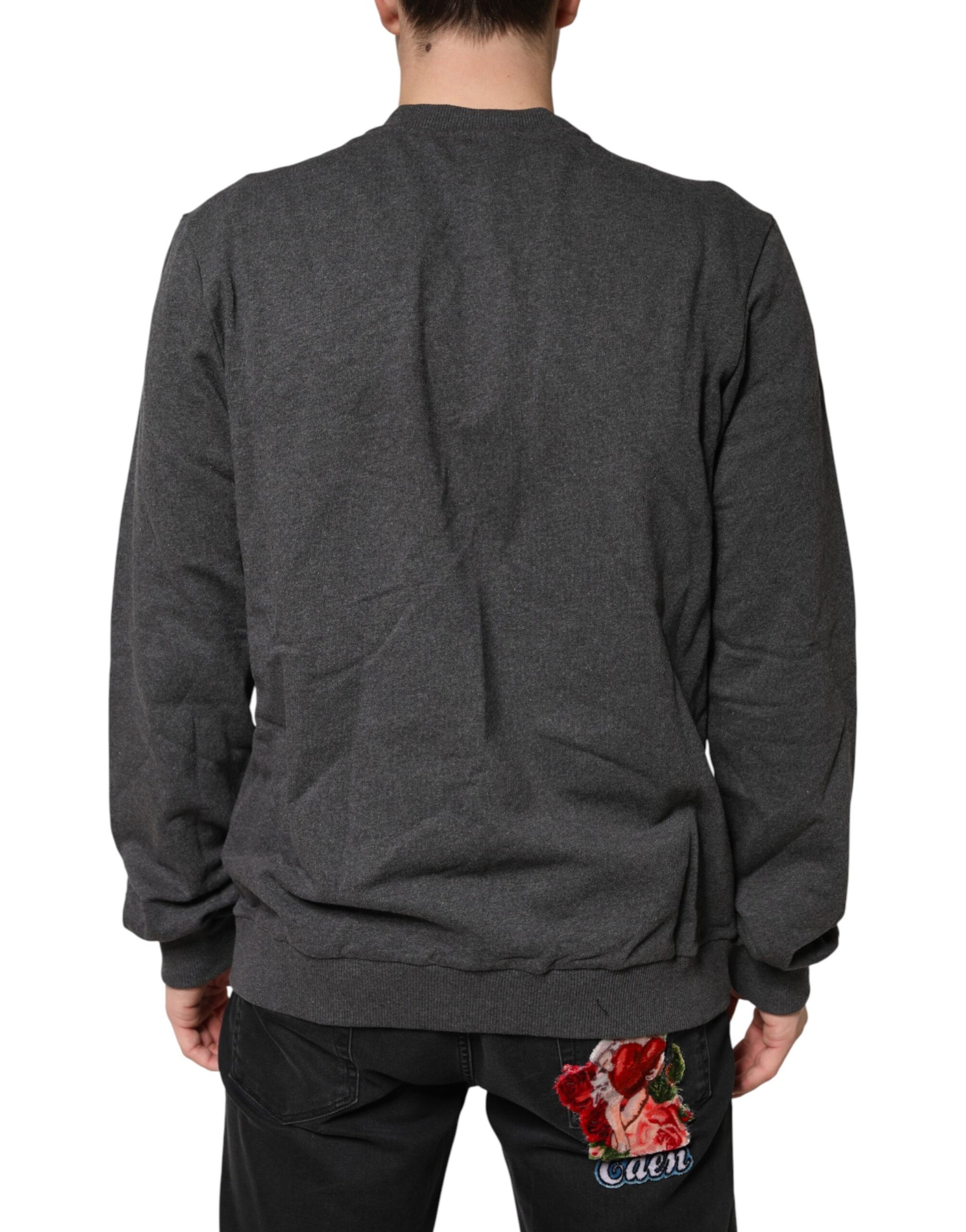 Dolce & Gabbana Gray Crown Crew Neck Men Sweatshirt Sweater | Regal Royce