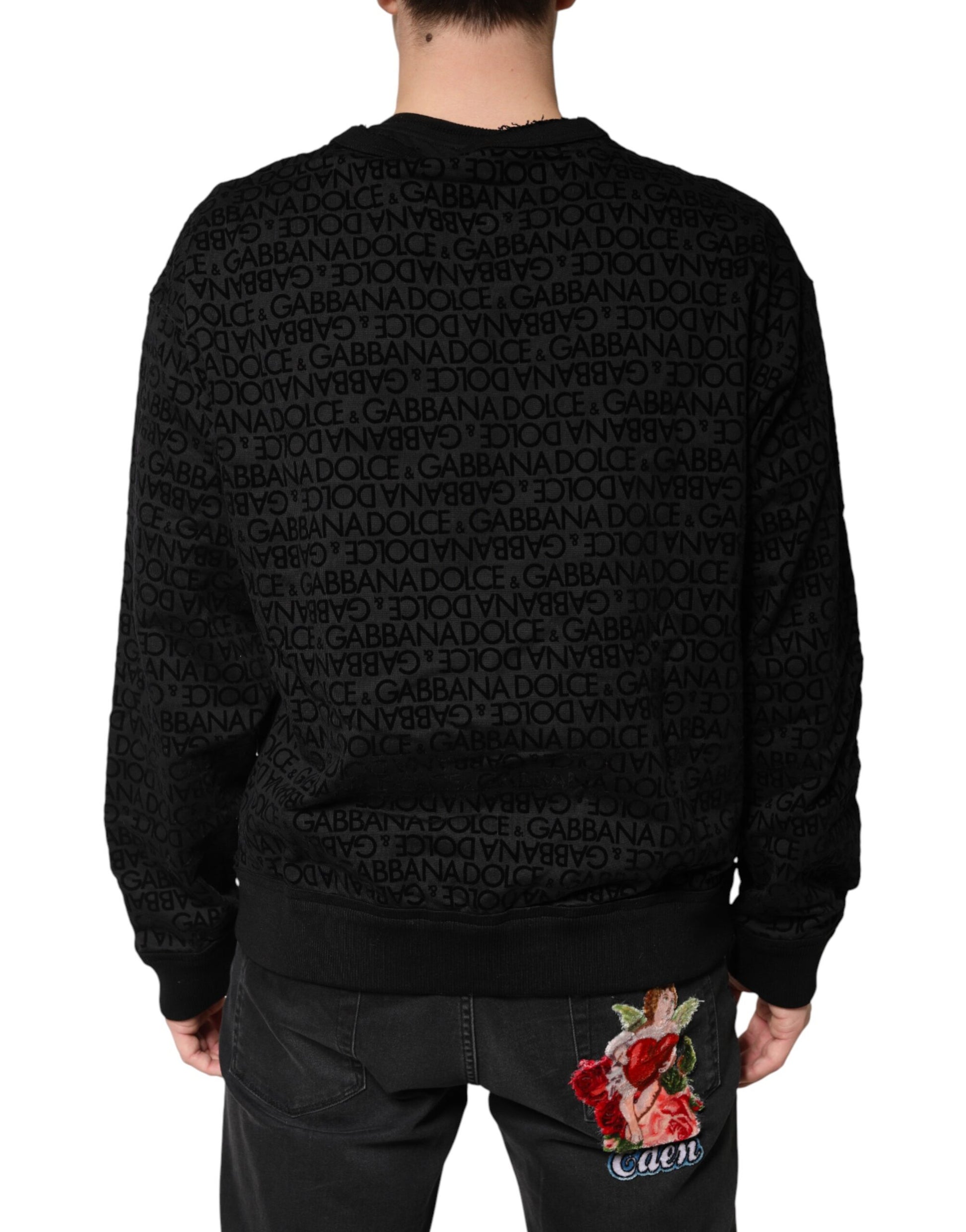 Dolce & Gabbana Black Monogram Crew Neck Sweatshirt Sweater | Regal Royce