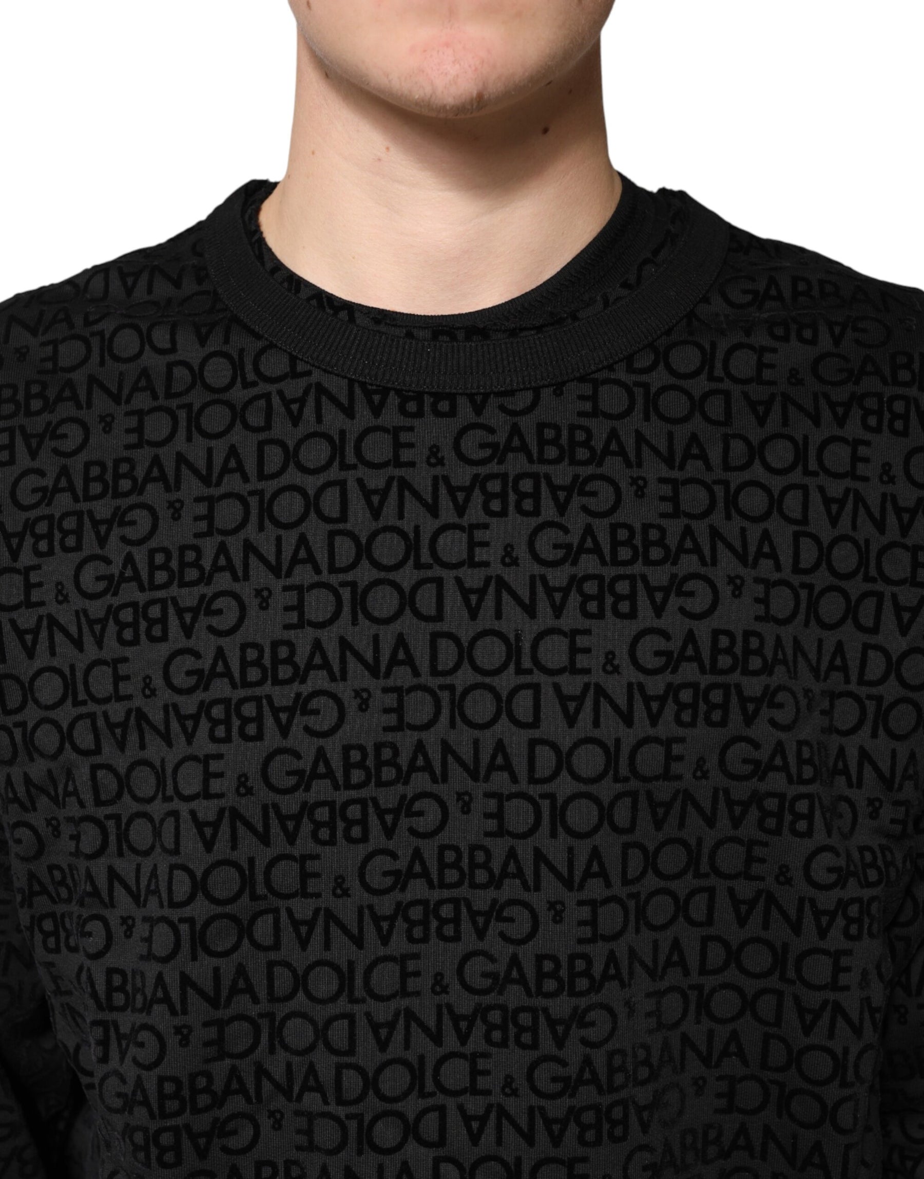 Dolce & Gabbana Black Monogram Crew Neck Sweatshirt Sweater | Regal Royce