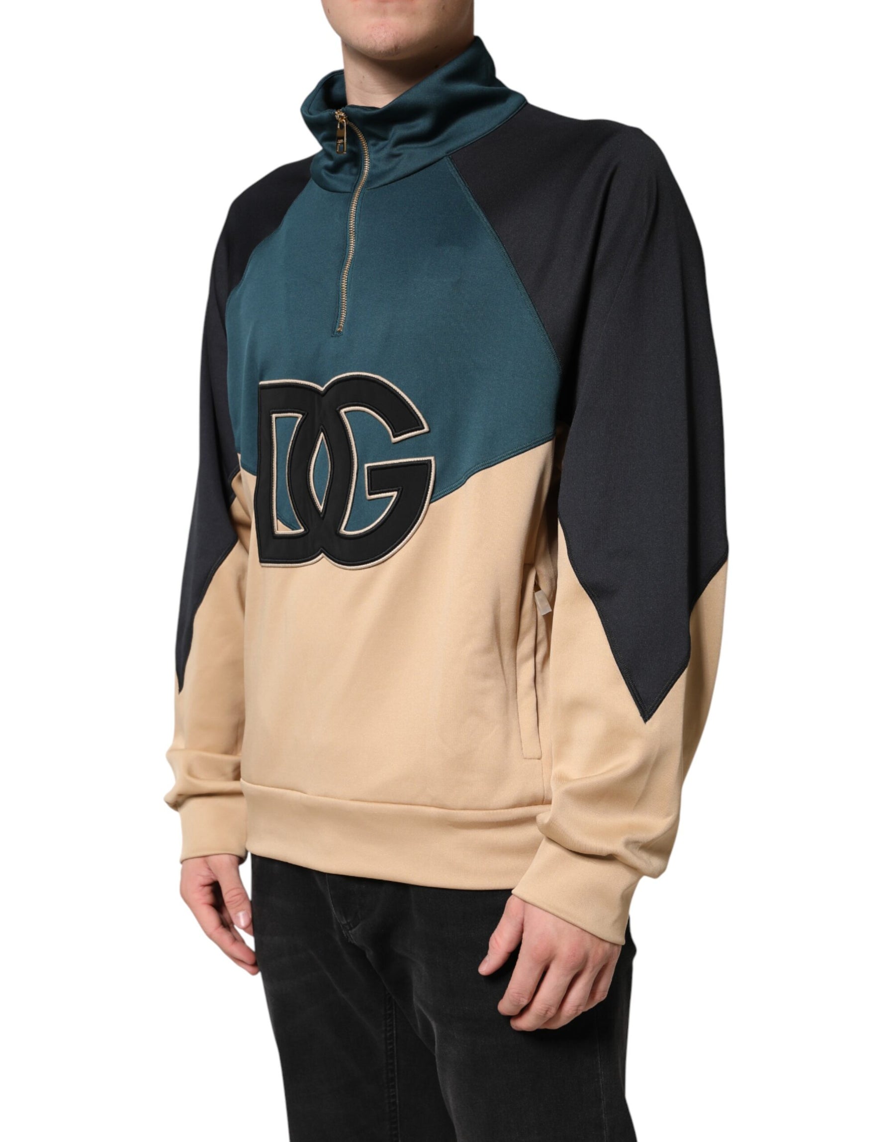Dolce & Gabbana DG Mock Neck Sweatshirt Sweater  Multicolor | Regal Royce