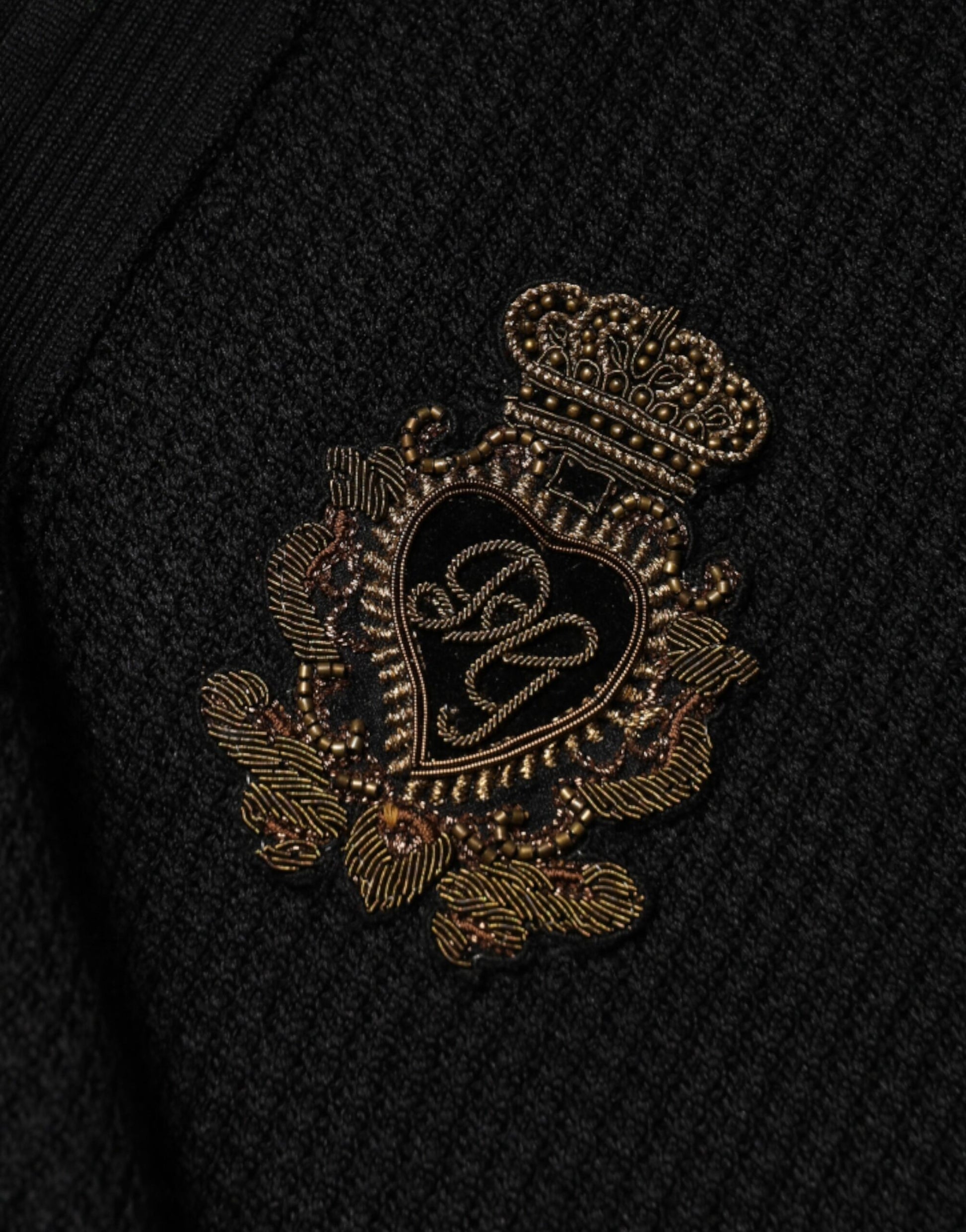 Dolce & Gabbana Black Crest Long Sleeve Men Pullover Sweater | Regal Royce