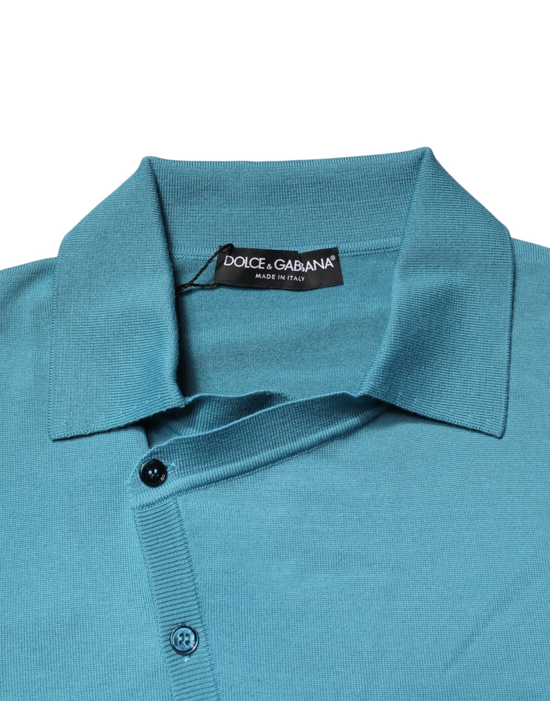 Dolce & Gabbana Teal Wool Collared Polo Pullover Sweater | Regal Royce