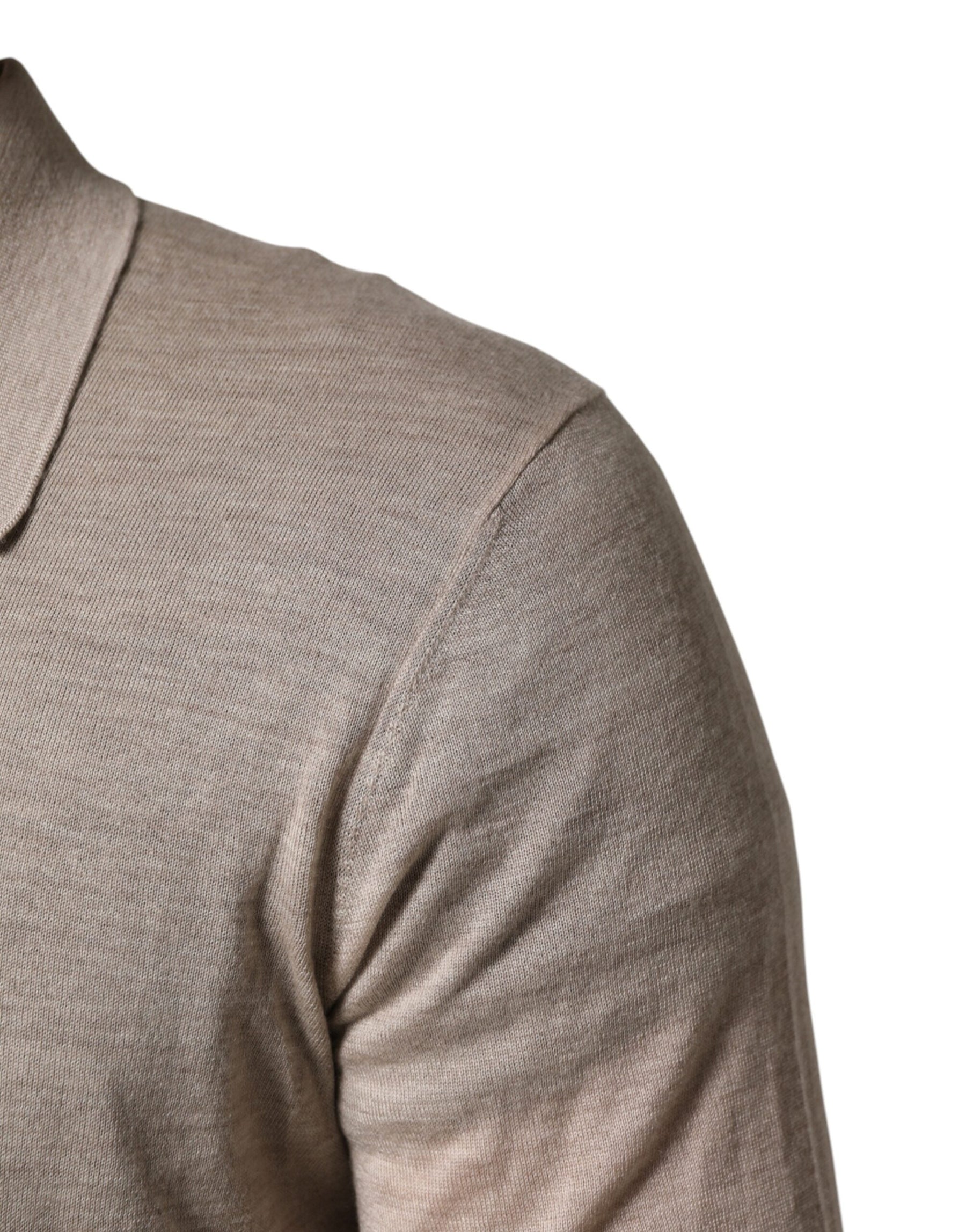 Dolce & Gabbana Beige Cashmere Collared PoloPullover  Sweater | Regal Royce