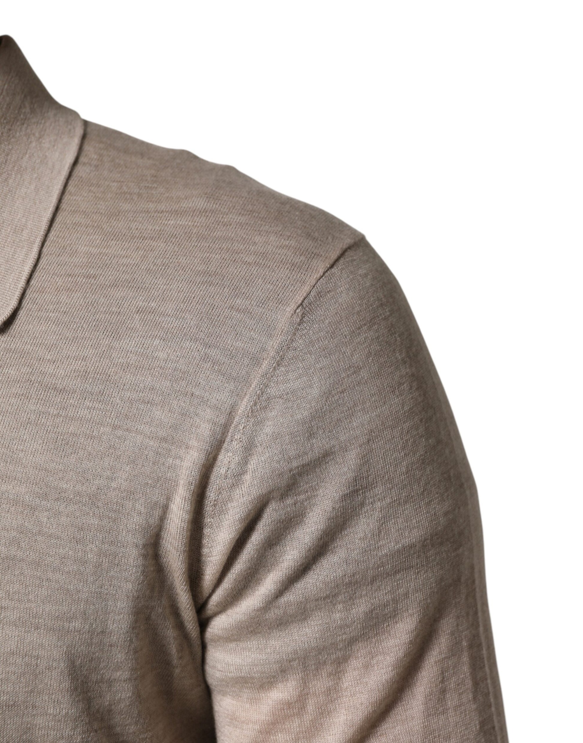 Dolce & Gabbana Beige Cashmere Collared PoloPullover  Sweater | Regal Royce