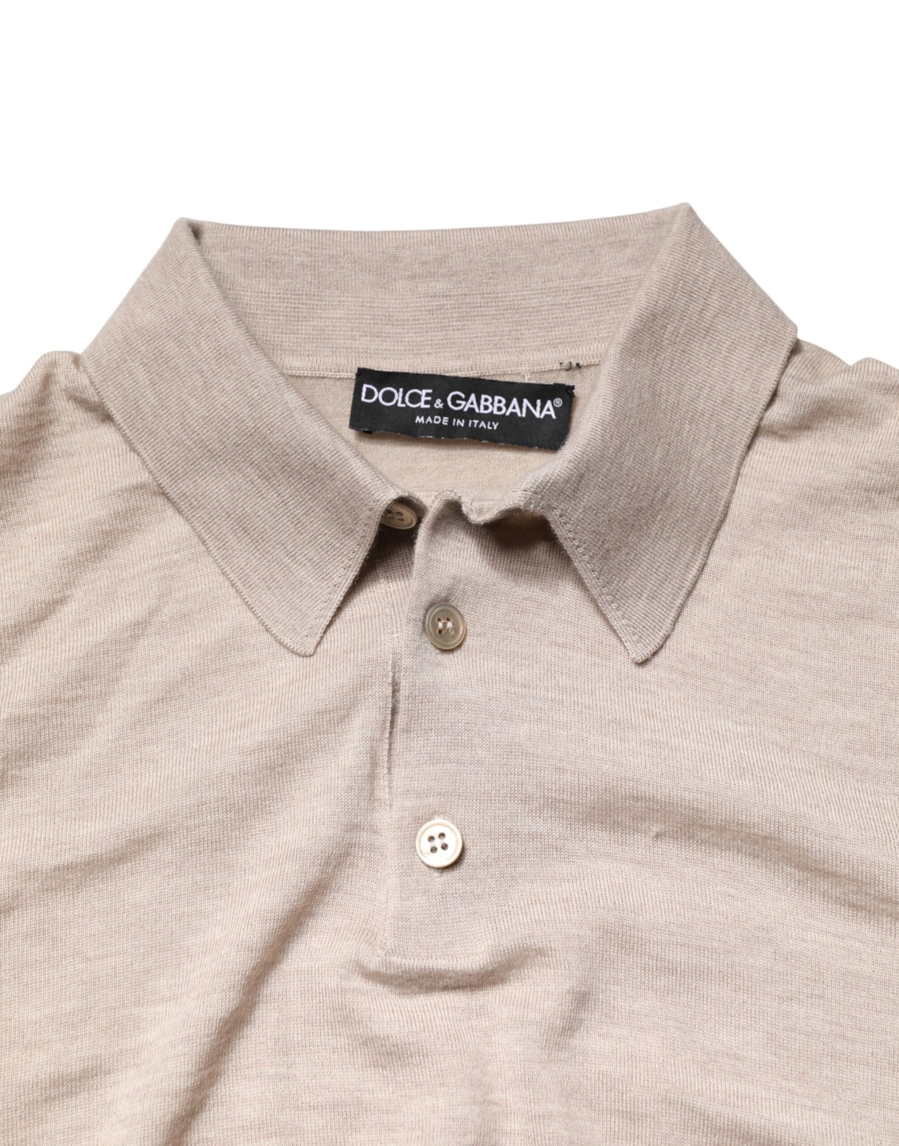 Dolce & Gabbana Beige Cashmere Collared PoloPullover  Sweater | Regal Royce