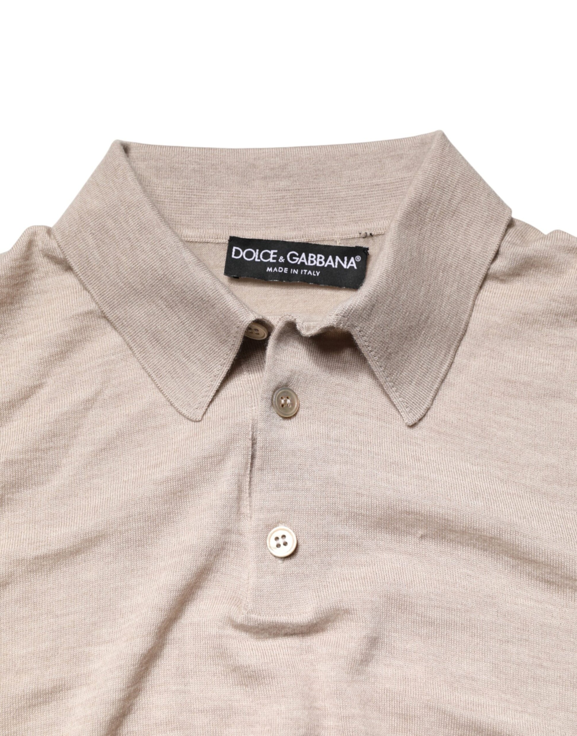 Dolce & Gabbana Beige Cashmere Collared PoloPullover  Sweater | Regal Royce