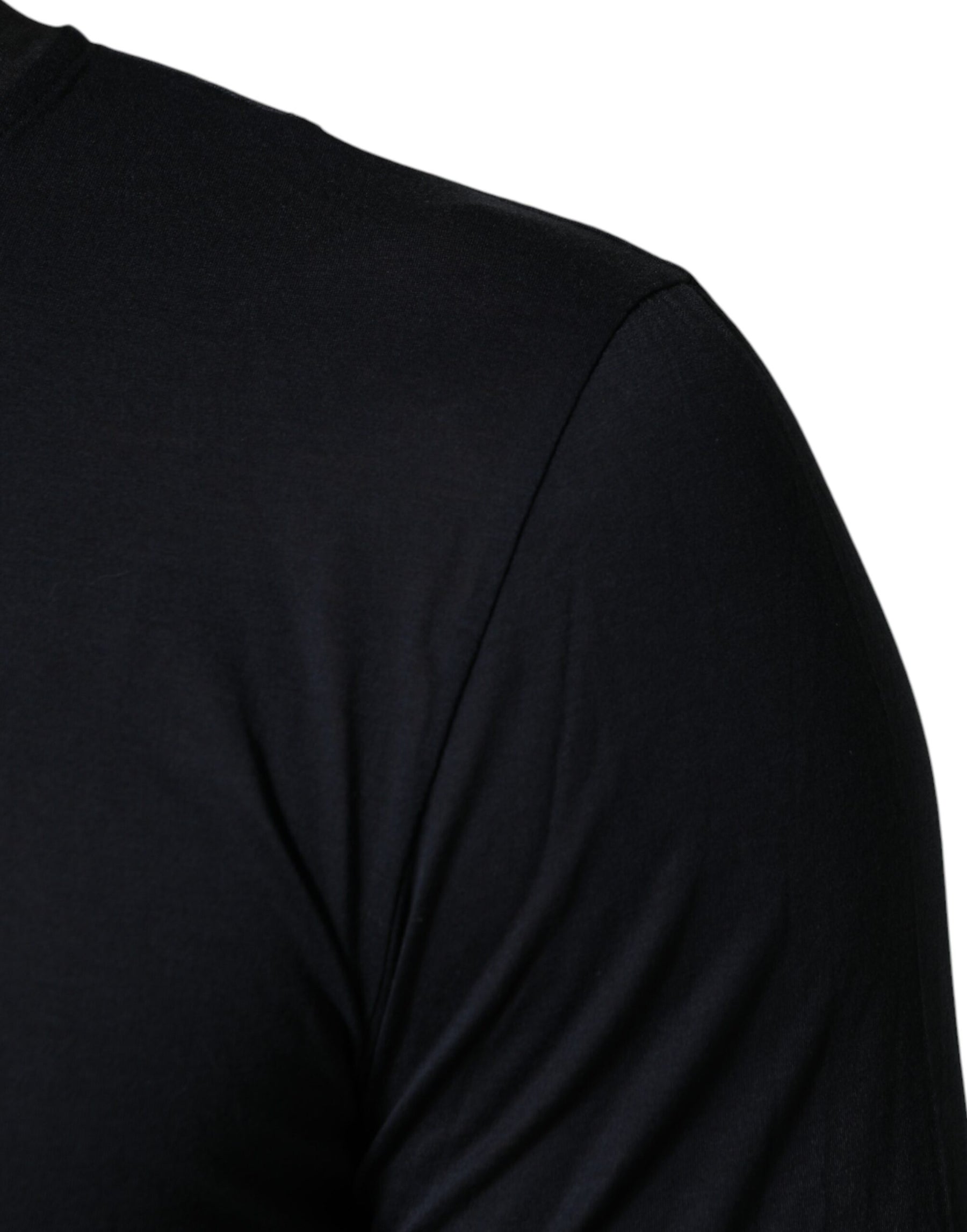 Dolce & Gabbana Dark Blue Cotton Henley Long Sleeves T-Shirt | Regal Royce