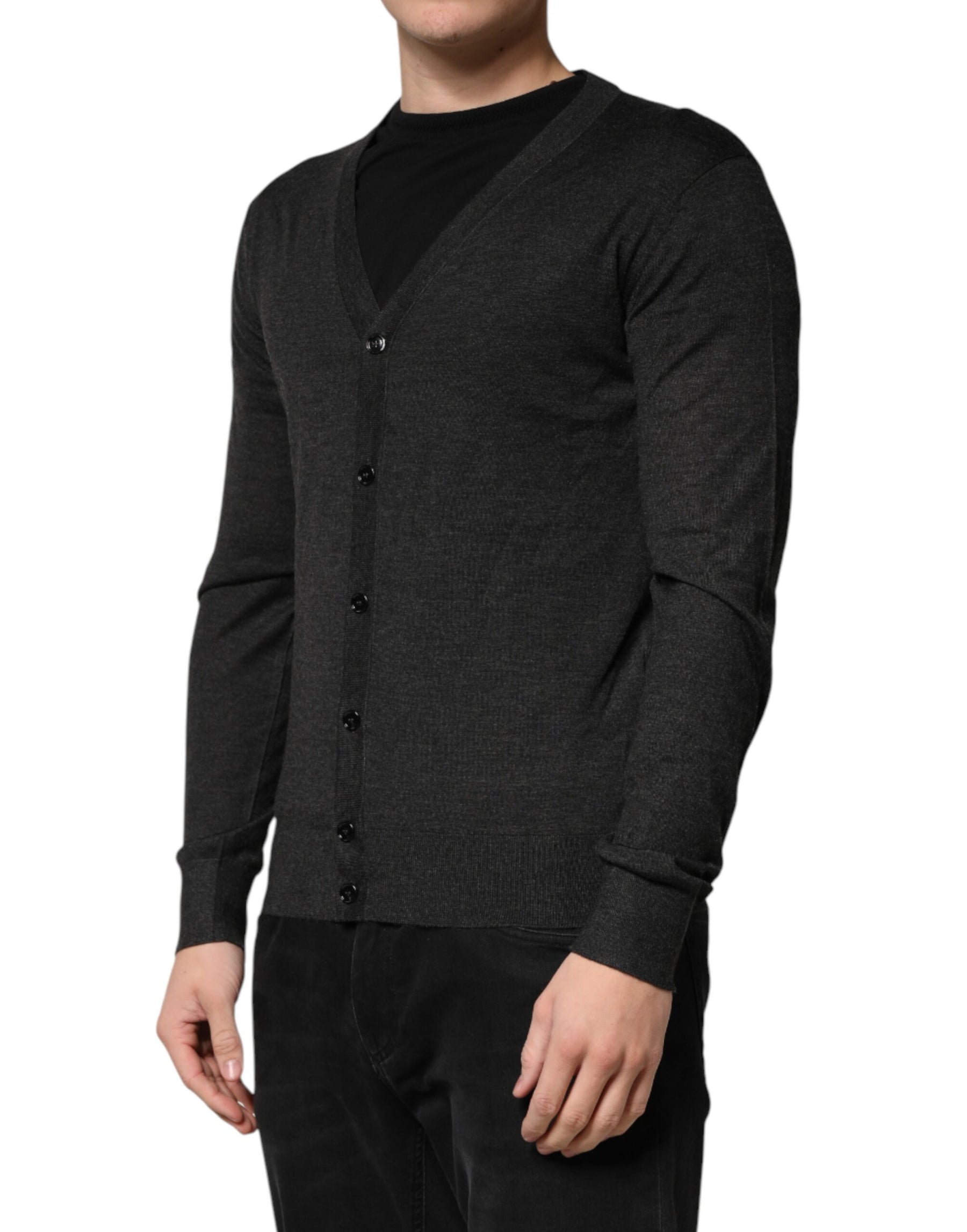 Dolce & Gabbana Black Cashmere Buttoned Men Cardigan Sweater | Regal Royce